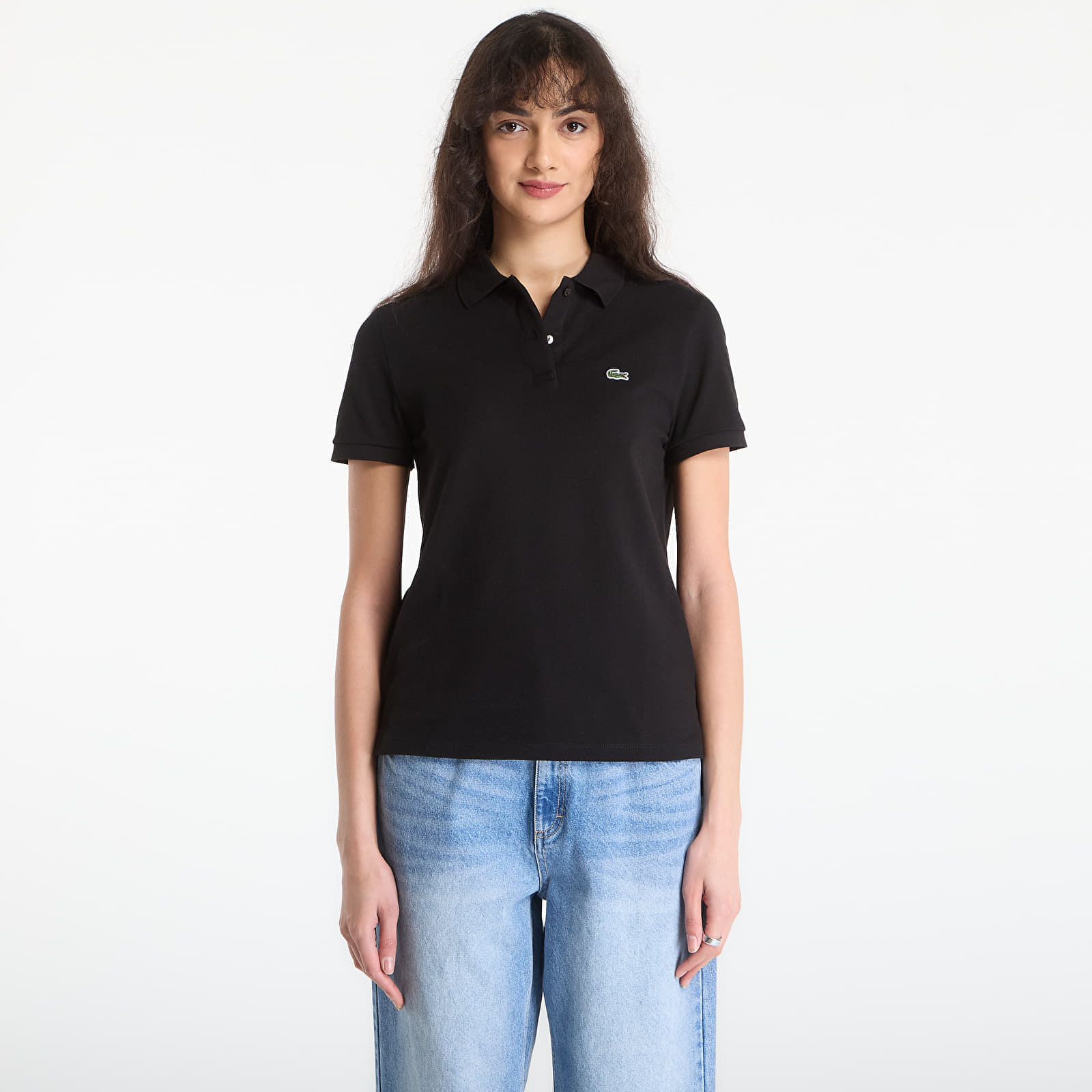 Тениска LACOSTE Short Sleeved Ribbed Collar Shirt Black 40