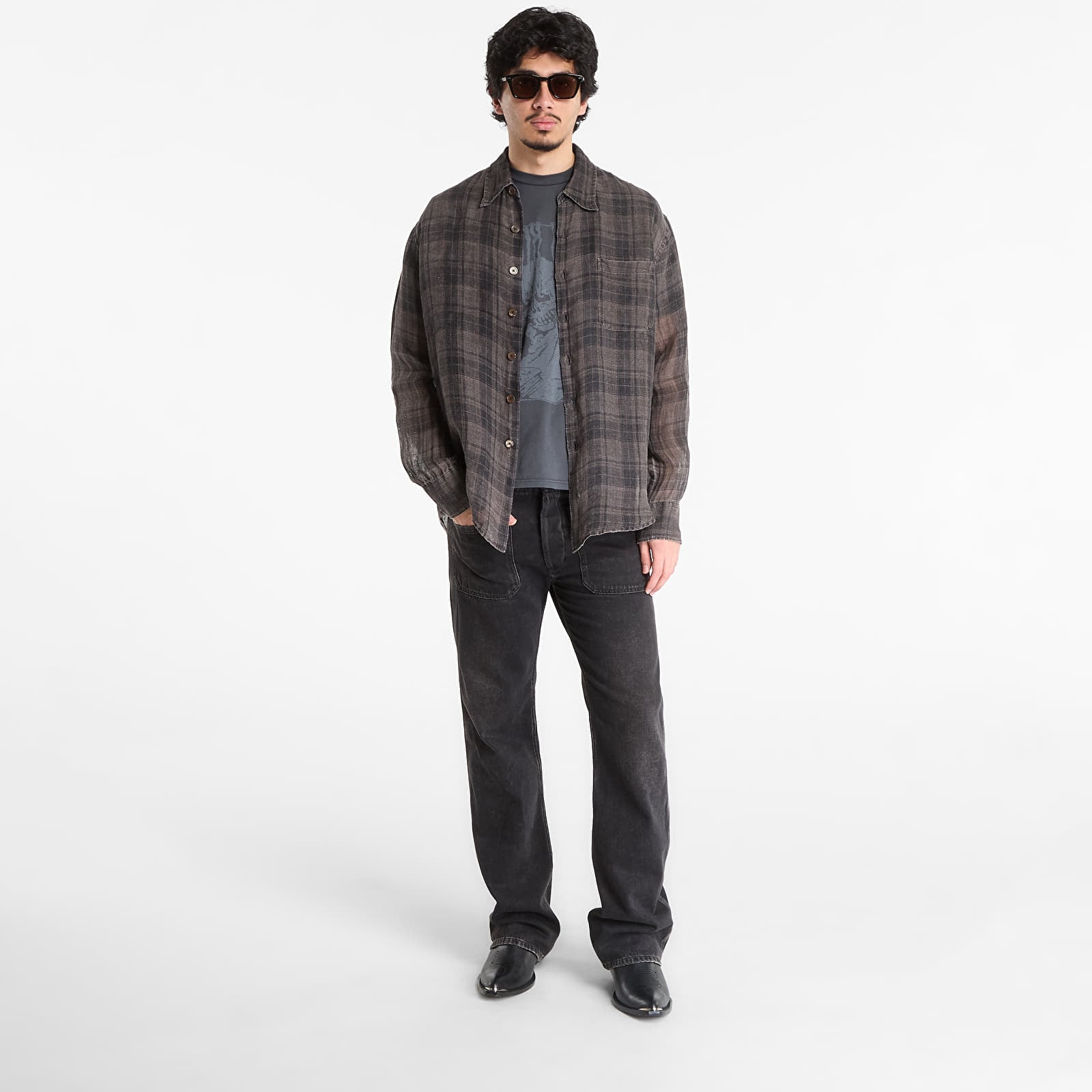 Hemden OUR LEGACY Above Shirt Penumbra Check Sheercoat Linen