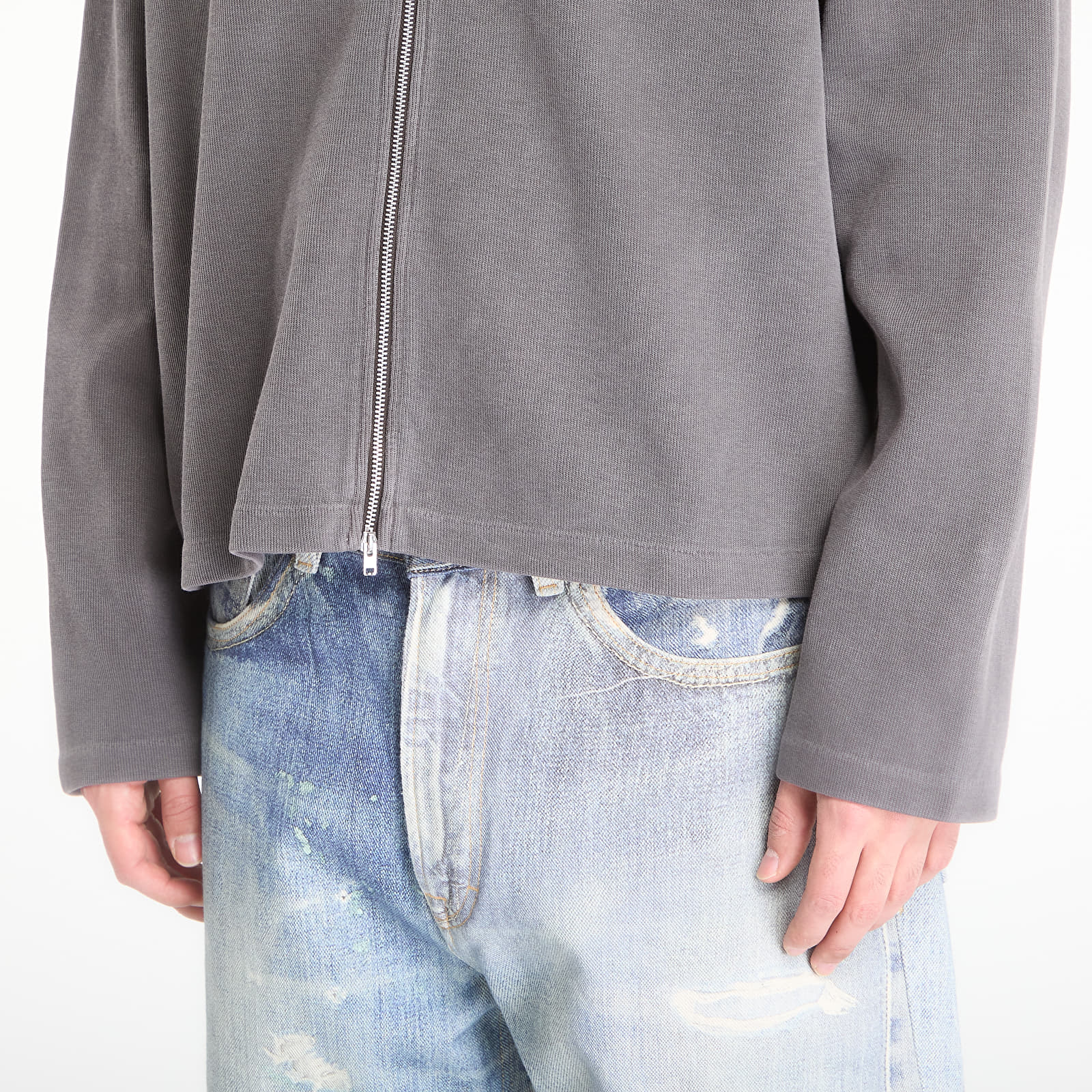 Dukserice OUR LEGACY Shrunken Fullzip Worn Graphite Athletic Rib