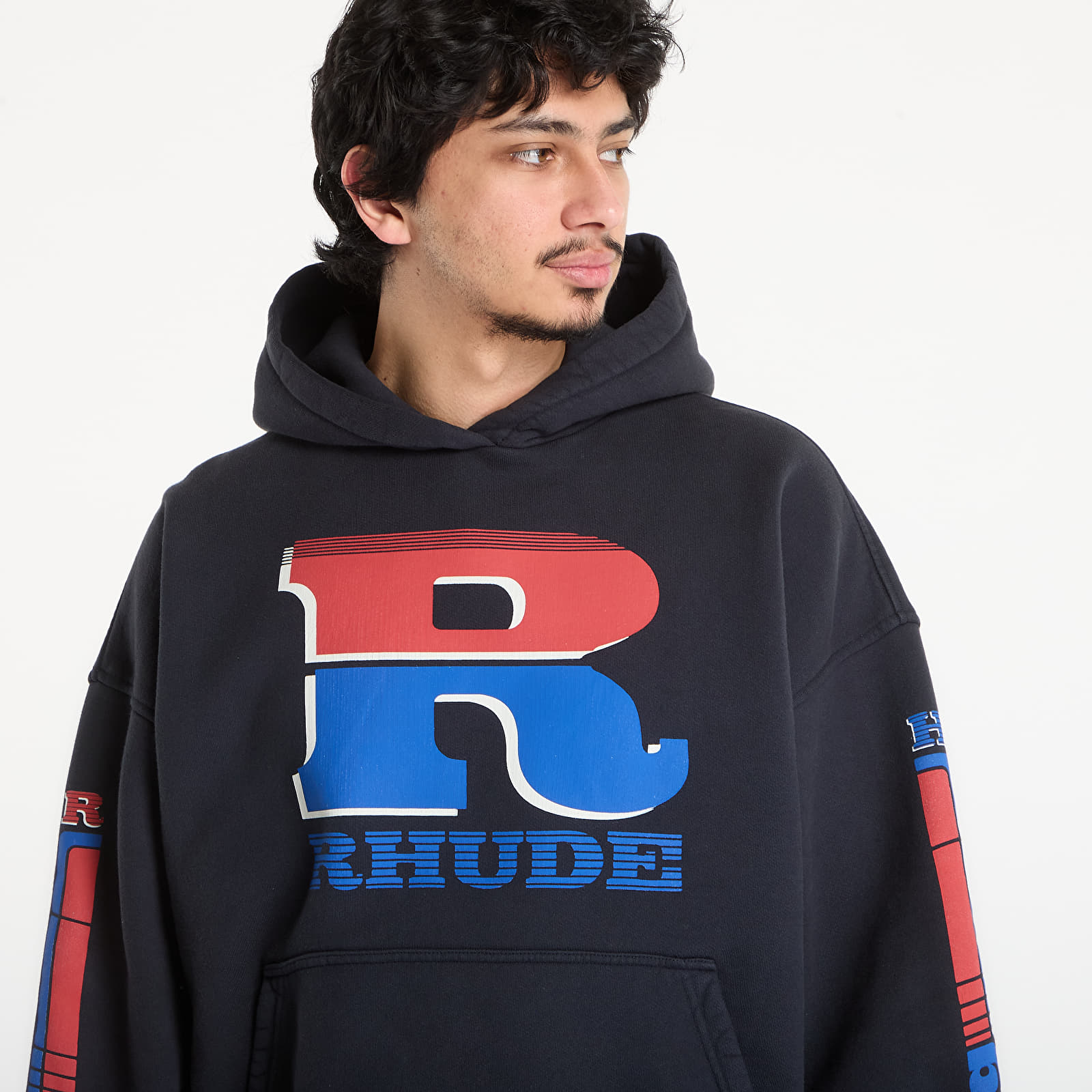 Hættetrøjer og sweatshirts Rhude Split Petrol Logo Hoodie Vintage Black/ Red/ Blue