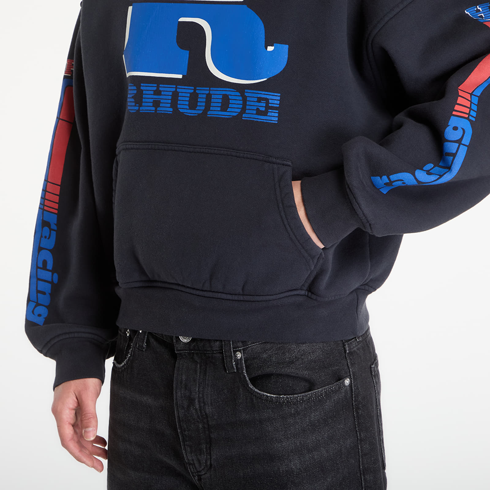 Hættetrøjer og sweatshirts Rhude Split Petrol Logo Hoodie Vintage Black/ Red/ Blue