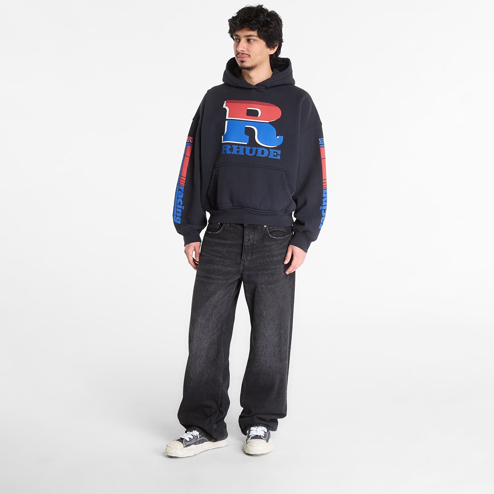 Hættetrøjer og sweatshirts Rhude Split Petrol Logo Hoodie Vintage Black/ Red/ Blue