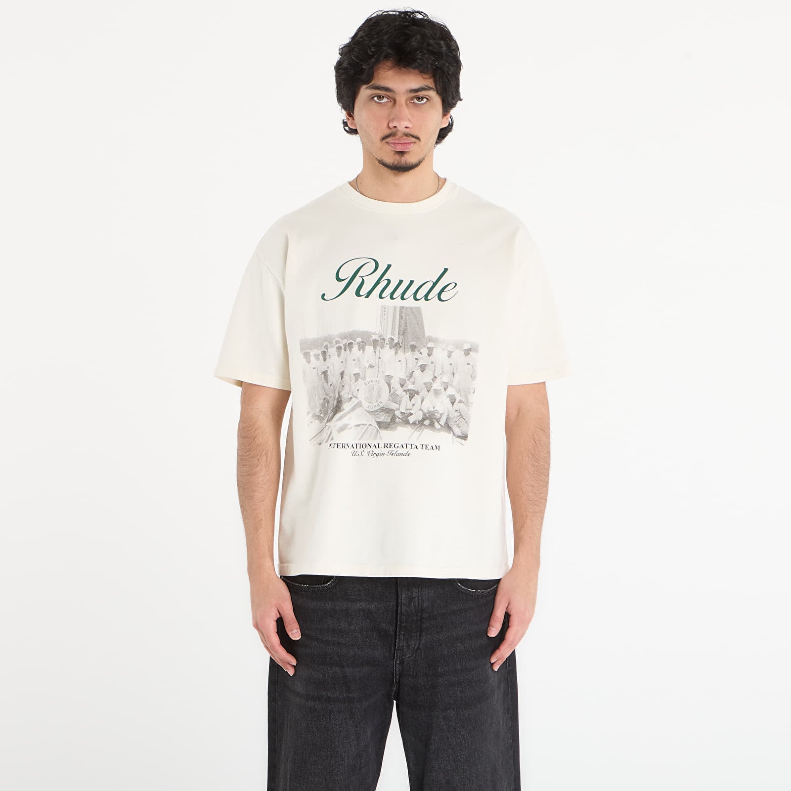 T-Shirts Rhude Virgin Islands Script Tee Vintage White/ Black/ Green