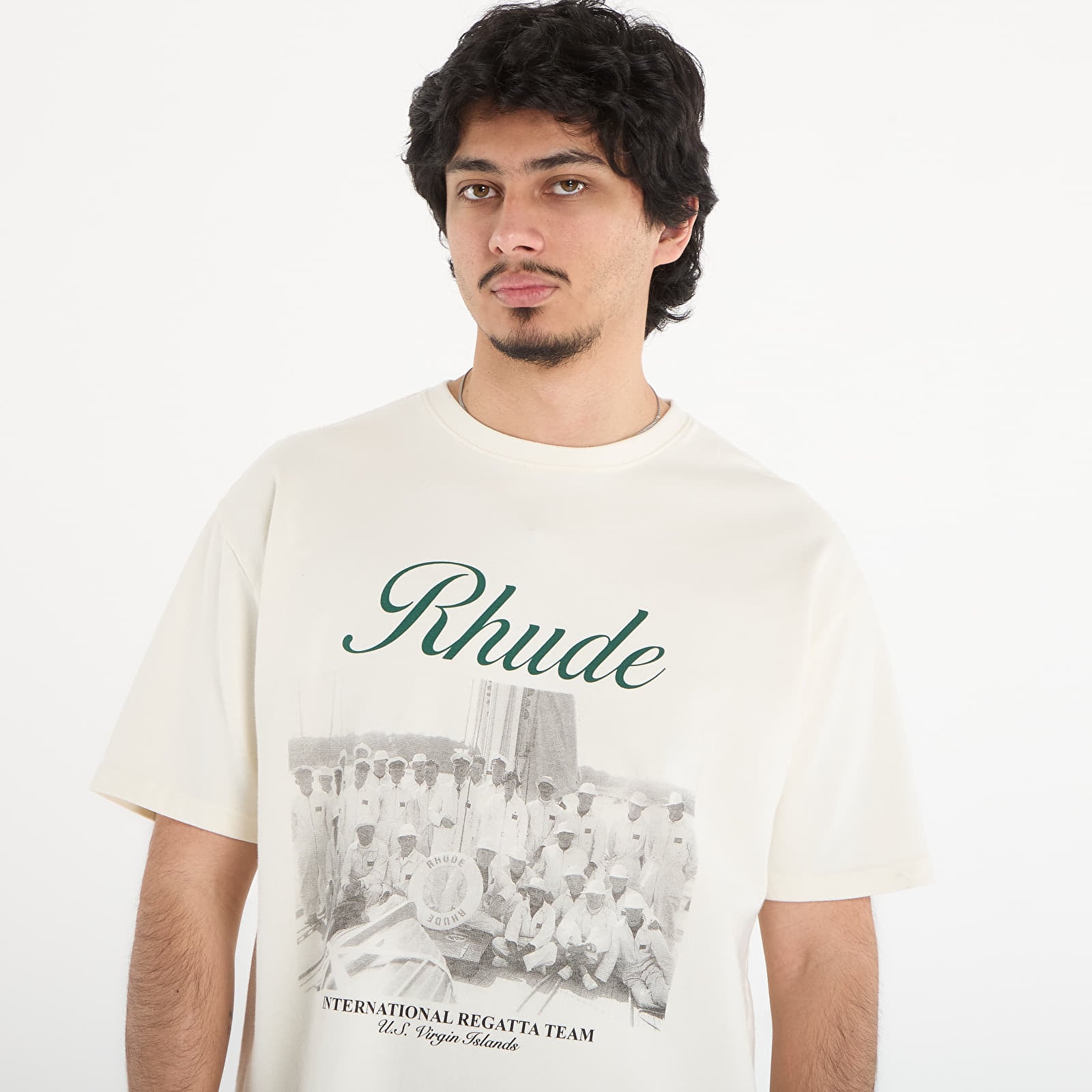 T-Shirts Rhude Virgin Islands Script Tee Vintage White/ Black/ Green