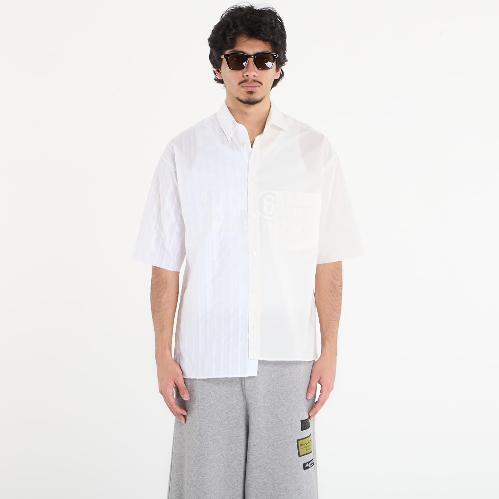 Hemden MM6 Short-Sleeved Shirt Dark Grey Melange/ Brown