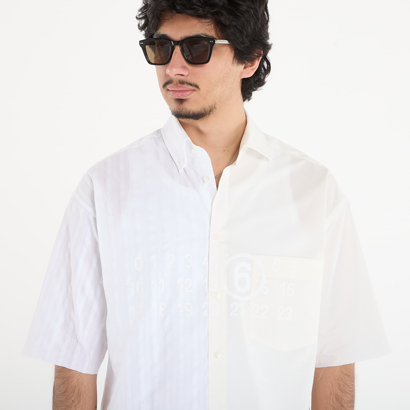 Hemden MM6 Short-Sleeved Shirt Dark Grey Melange/ Brown