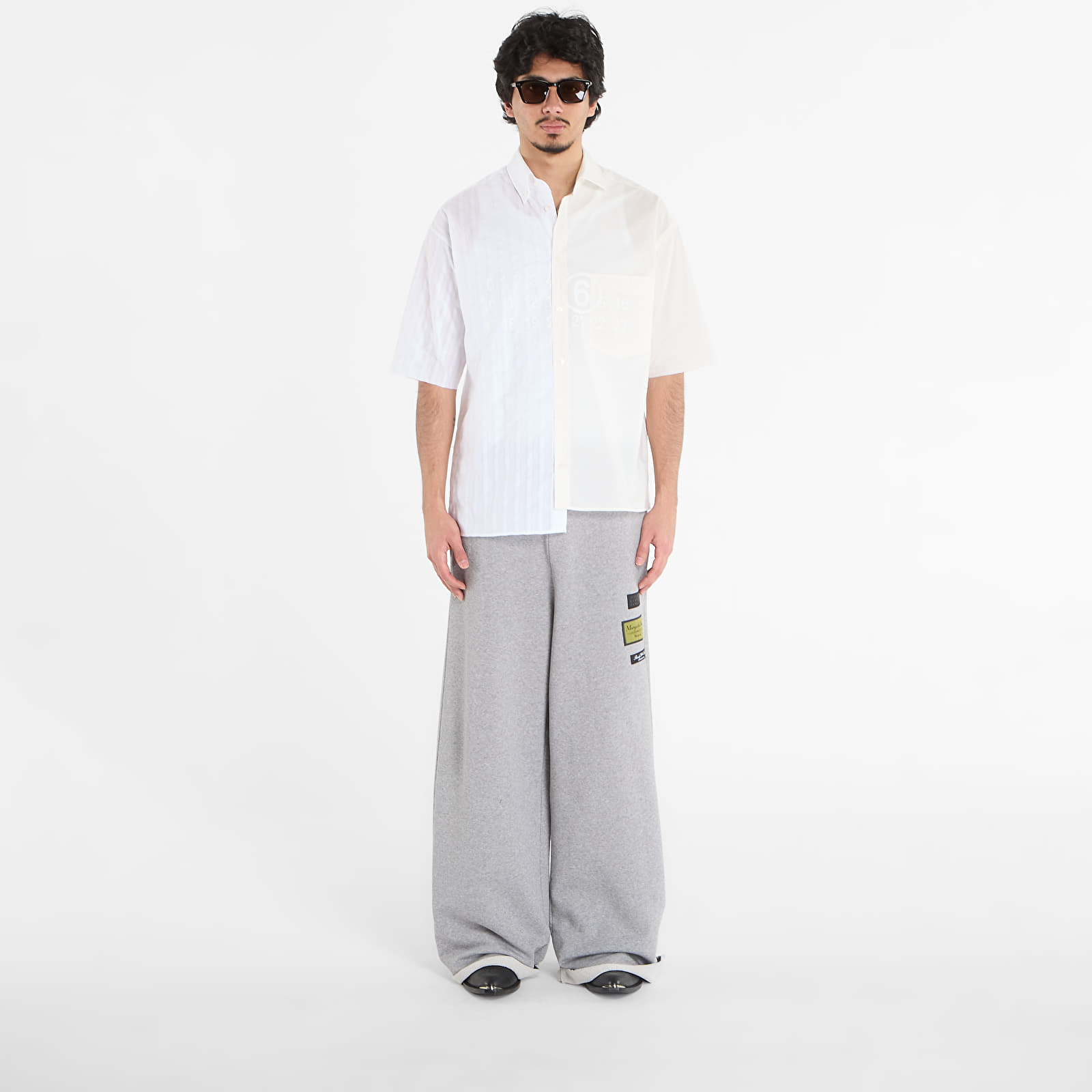 Hemden MM6 Short-Sleeved Shirt Dark Grey Melange/ Brown