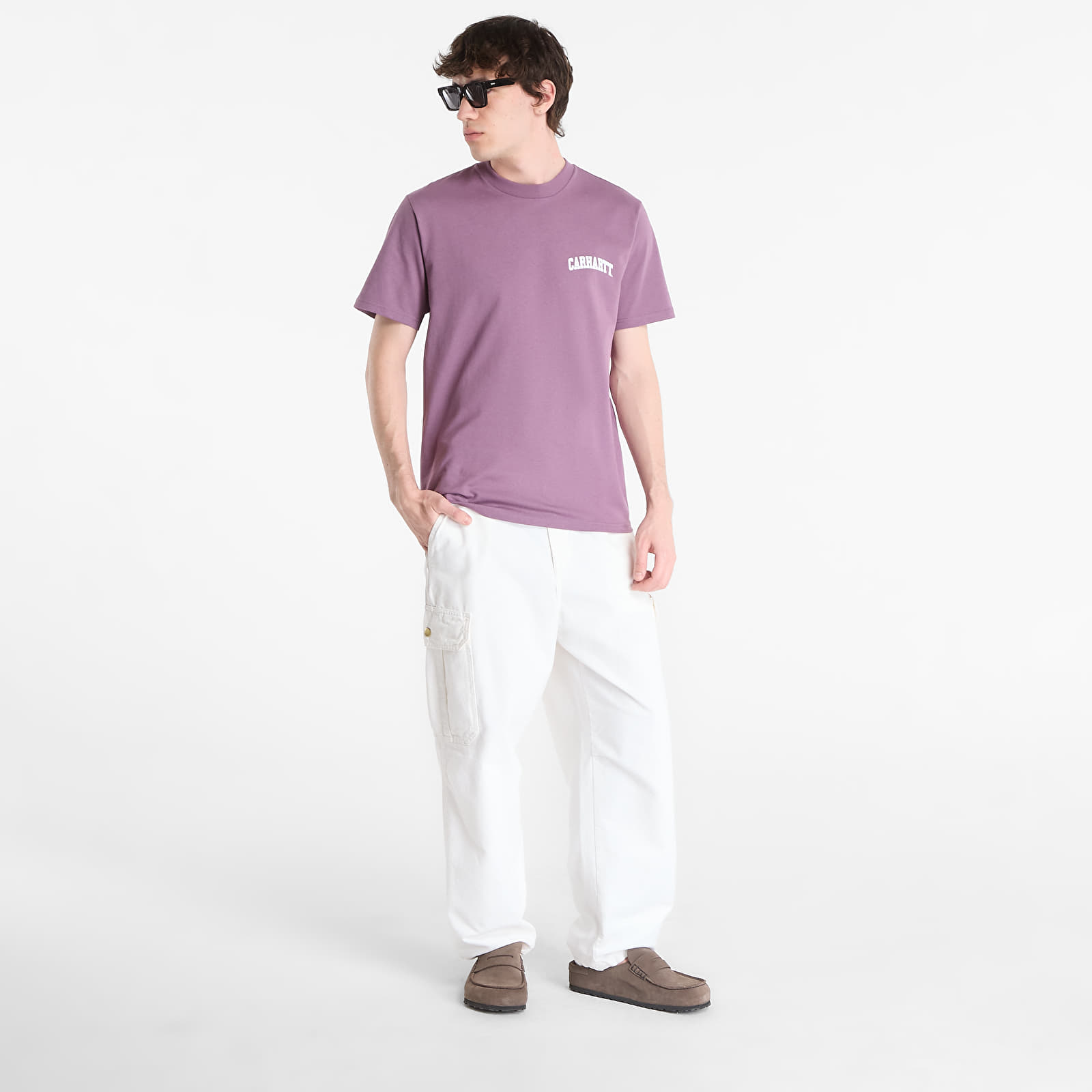 Ανδρικά μπλουζάκια Carhartt WIP S/S University Script T-Shirt UNISEX Phlox/ White