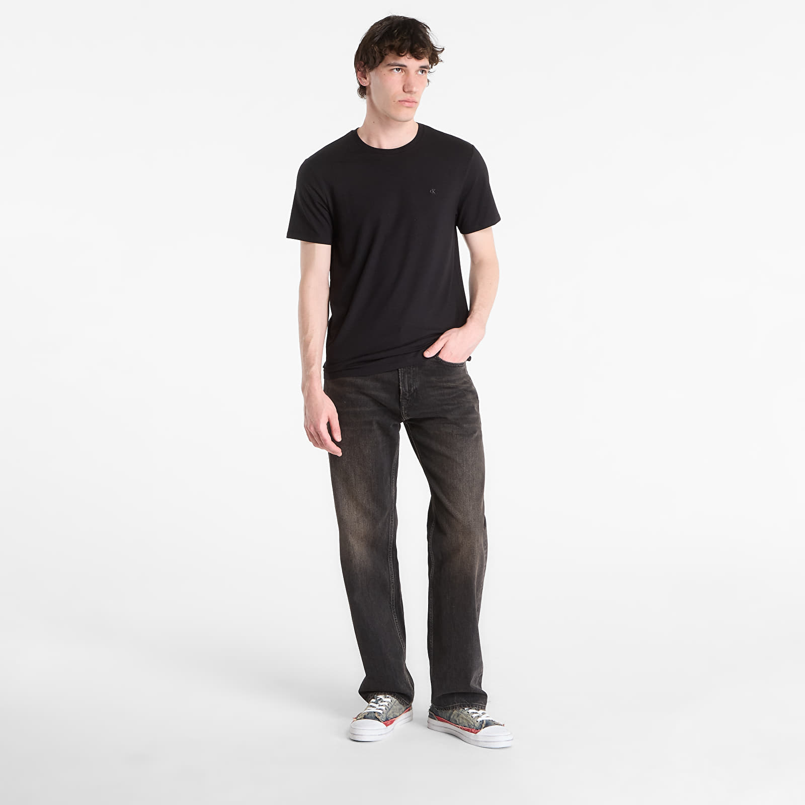 Männer T-Shirts Calvin Klein Ss Slim Stretch Cotton Crewneck Tee Black