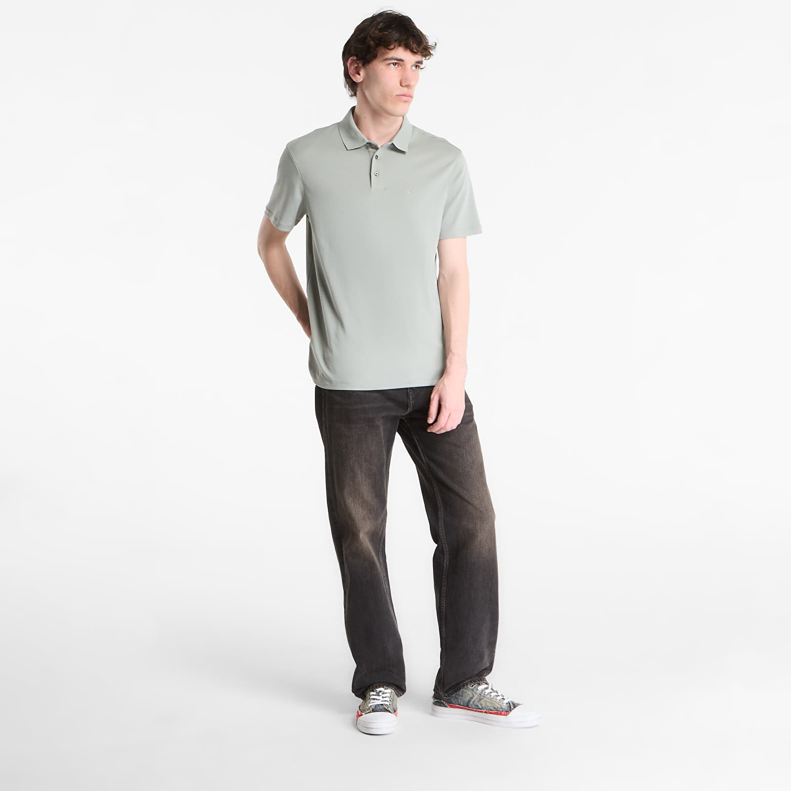 T-skjorter for menn Calvin Klein Ss Supima Chest Emb Polo Shadow