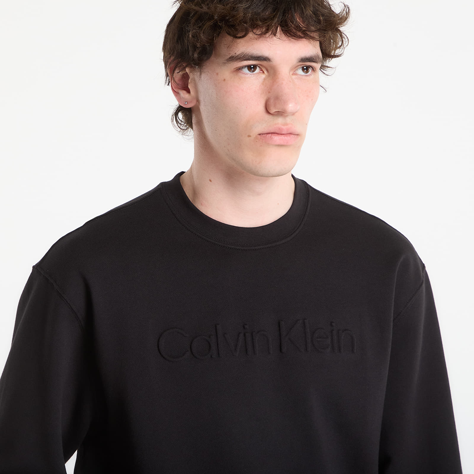 Hoodies für Männer Calvin Klein Eu Sportswear Graphic Crewneck Black