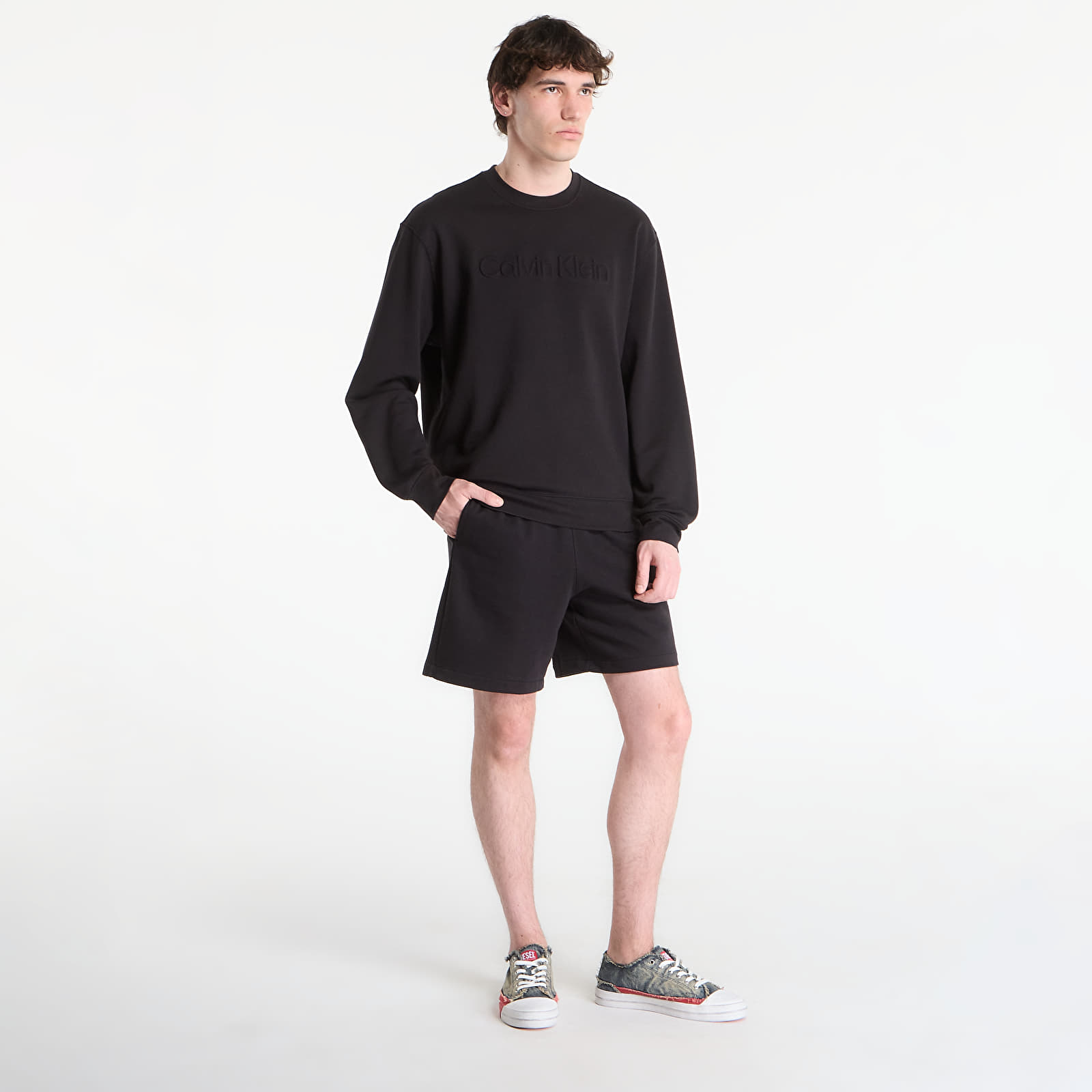 Hoodies für Männer Calvin Klein Eu Sportswear Graphic Crewneck Black