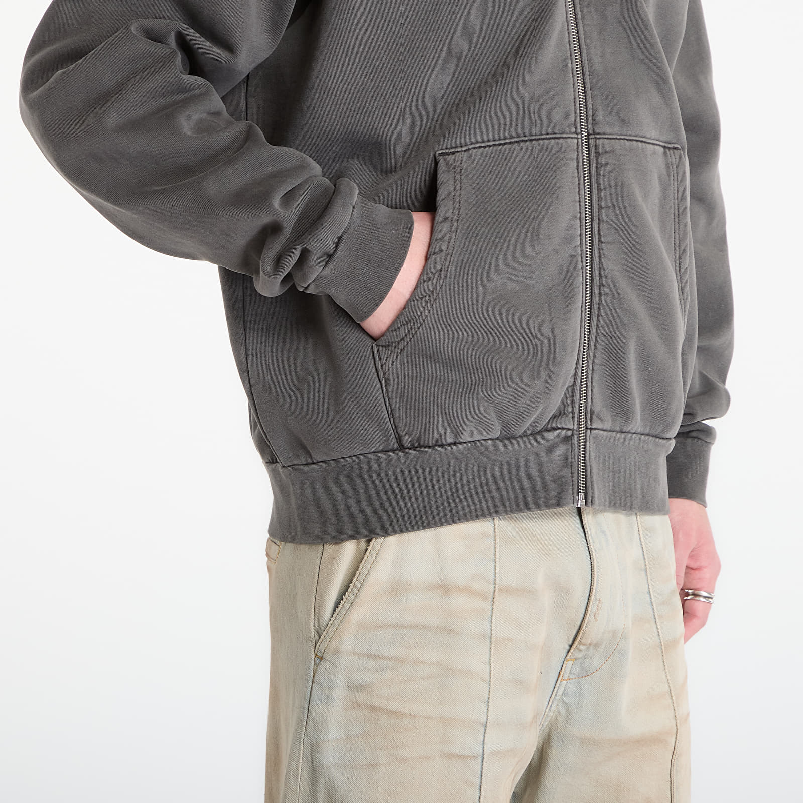 Dukserice OBEY Lowercase Pigment Zip Hood Pigment Digital Black