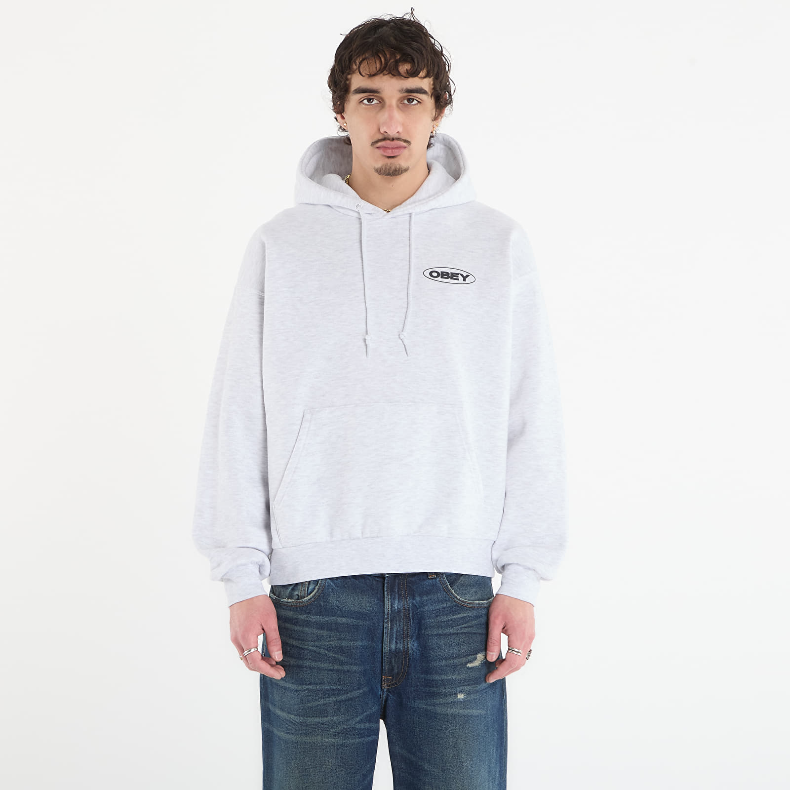 Dukserice OBEY Oval Cities Hood Ash Grey