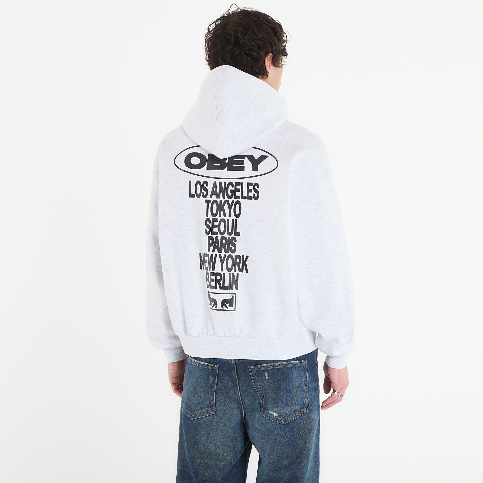 Dukserice OBEY Oval Cities Hood Ash Grey