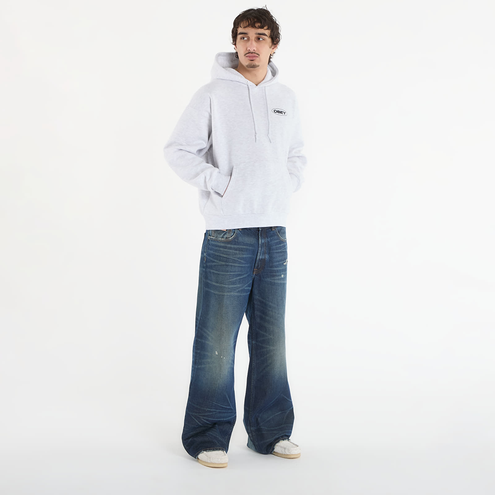 Dukserice OBEY Oval Cities Hood Ash Grey