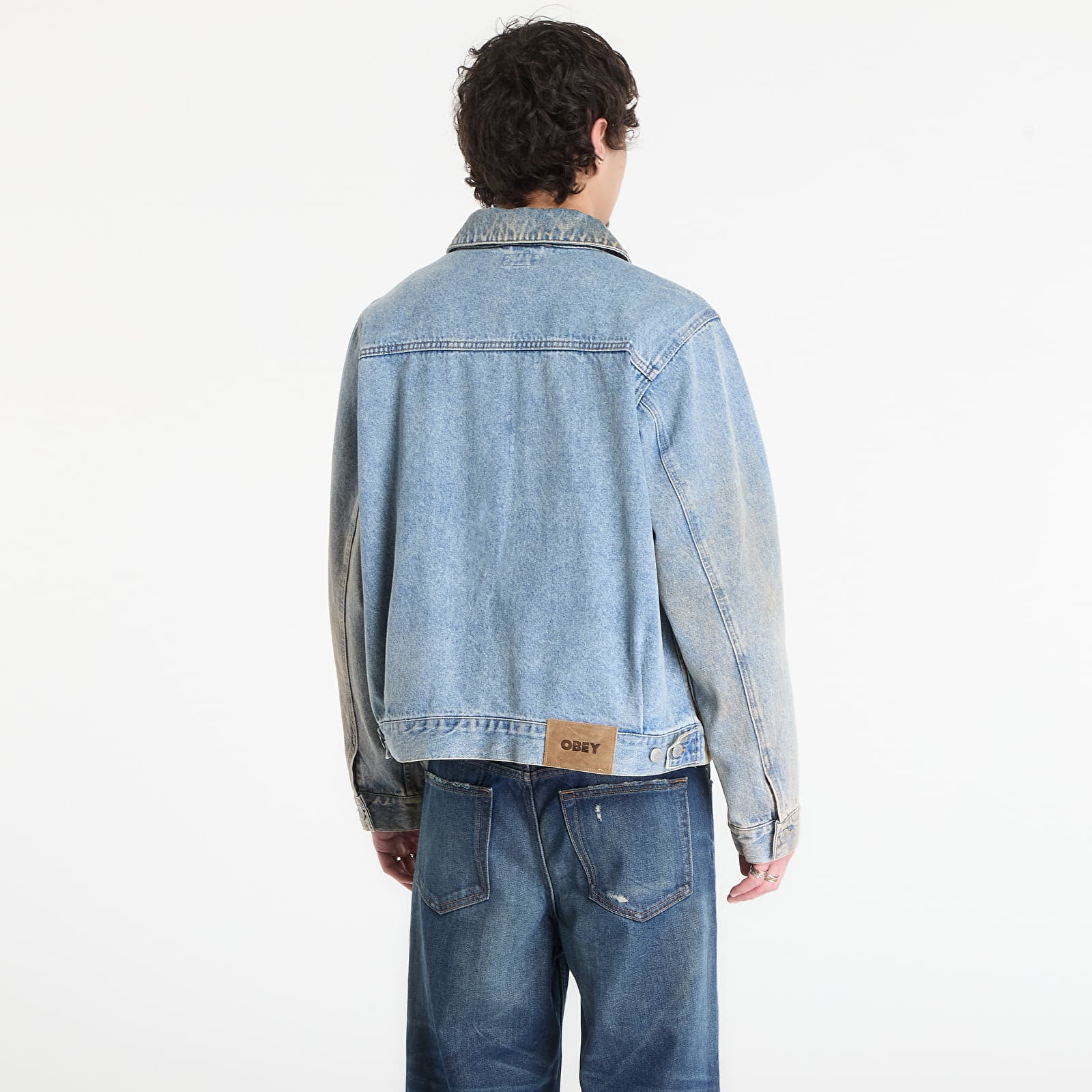 Takit OBEY Base Trucker Jacket Heavy Vintage Light Indigo