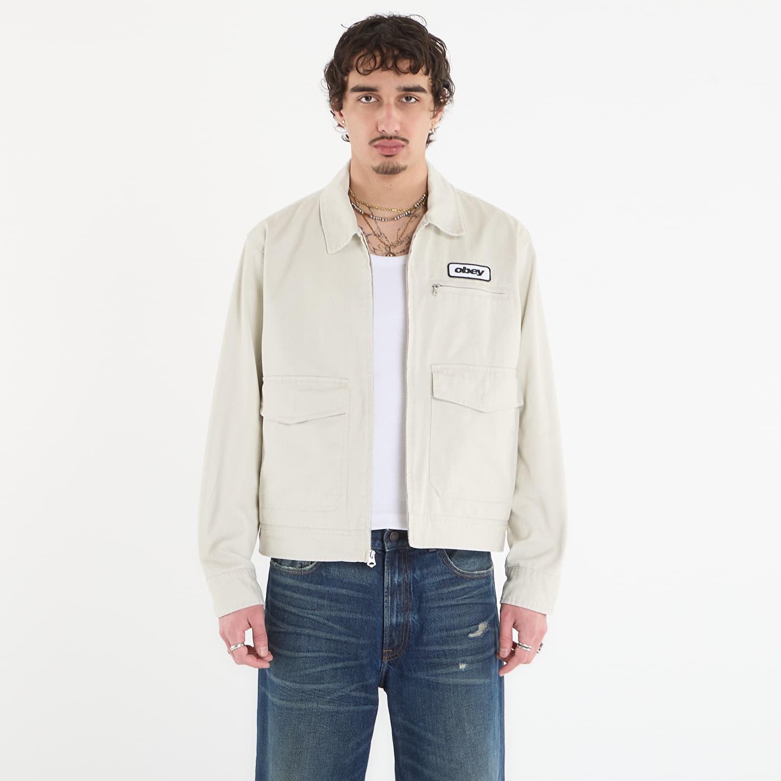 Яке OBEY Walter Work Jacket Silver Birch Faded Wash M
