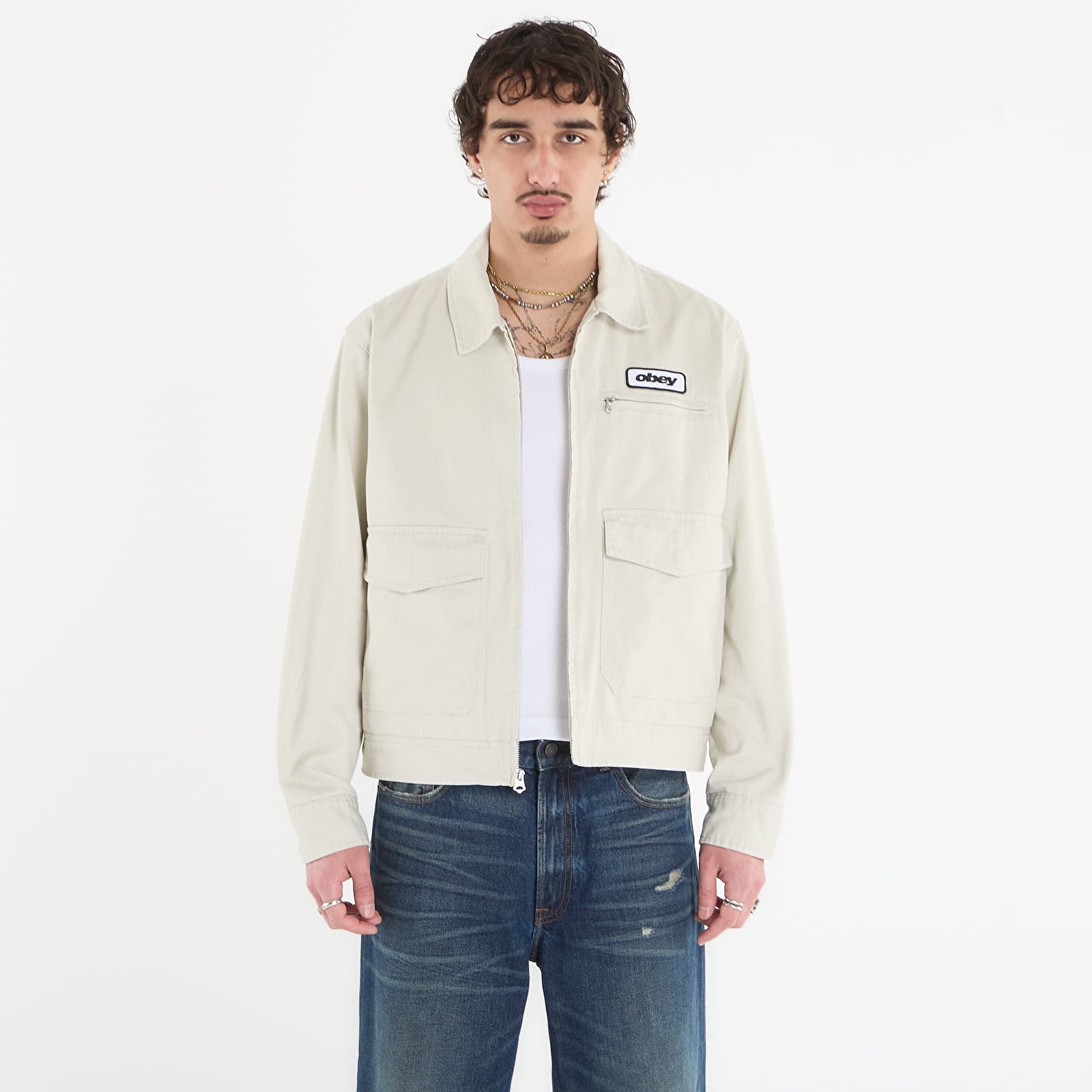 Μπουφάν OBEY Walter Work Jacket Silver Birch Faded Wash