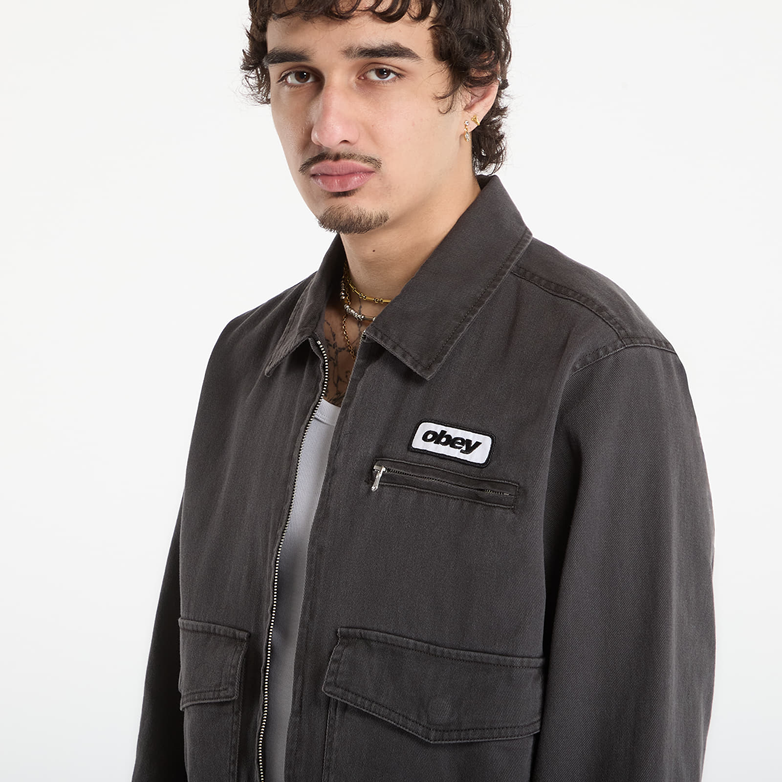 Μπουφάν OBEY Walter Work Jacket Black Faded Wash