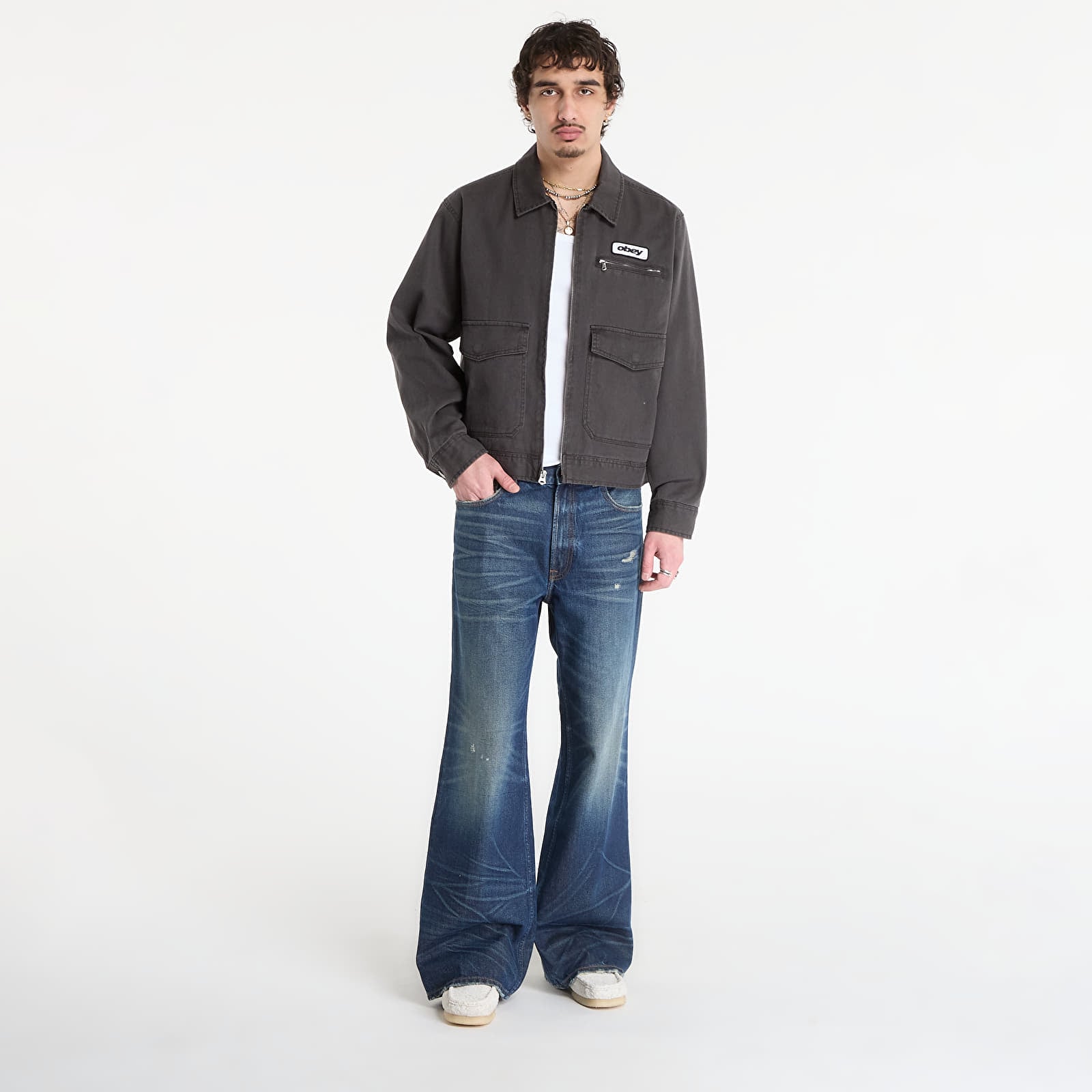 Μπουφάν OBEY Walter Work Jacket Black Faded Wash