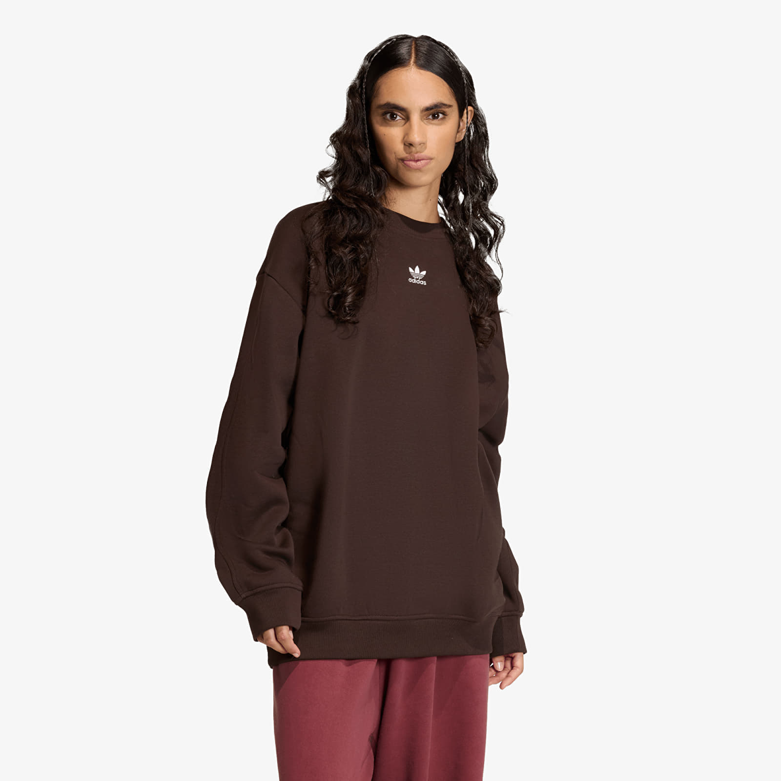 Суитшърт adidas Essentials Crew Fleece Oversized Aurora Coffee S