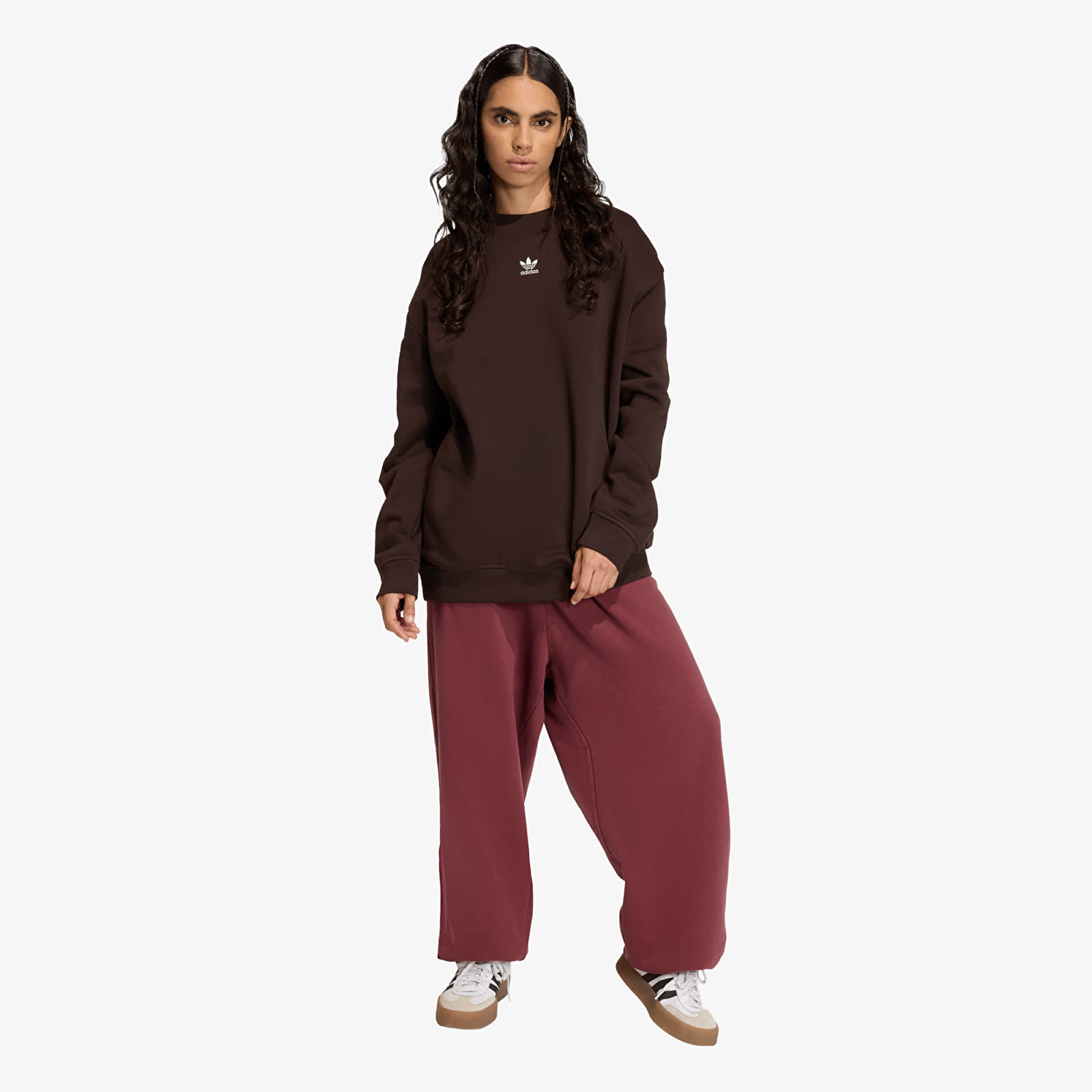 Hettegensere for kvinner adidas Essentials Crew Fleece Oversized Aurora Coffee