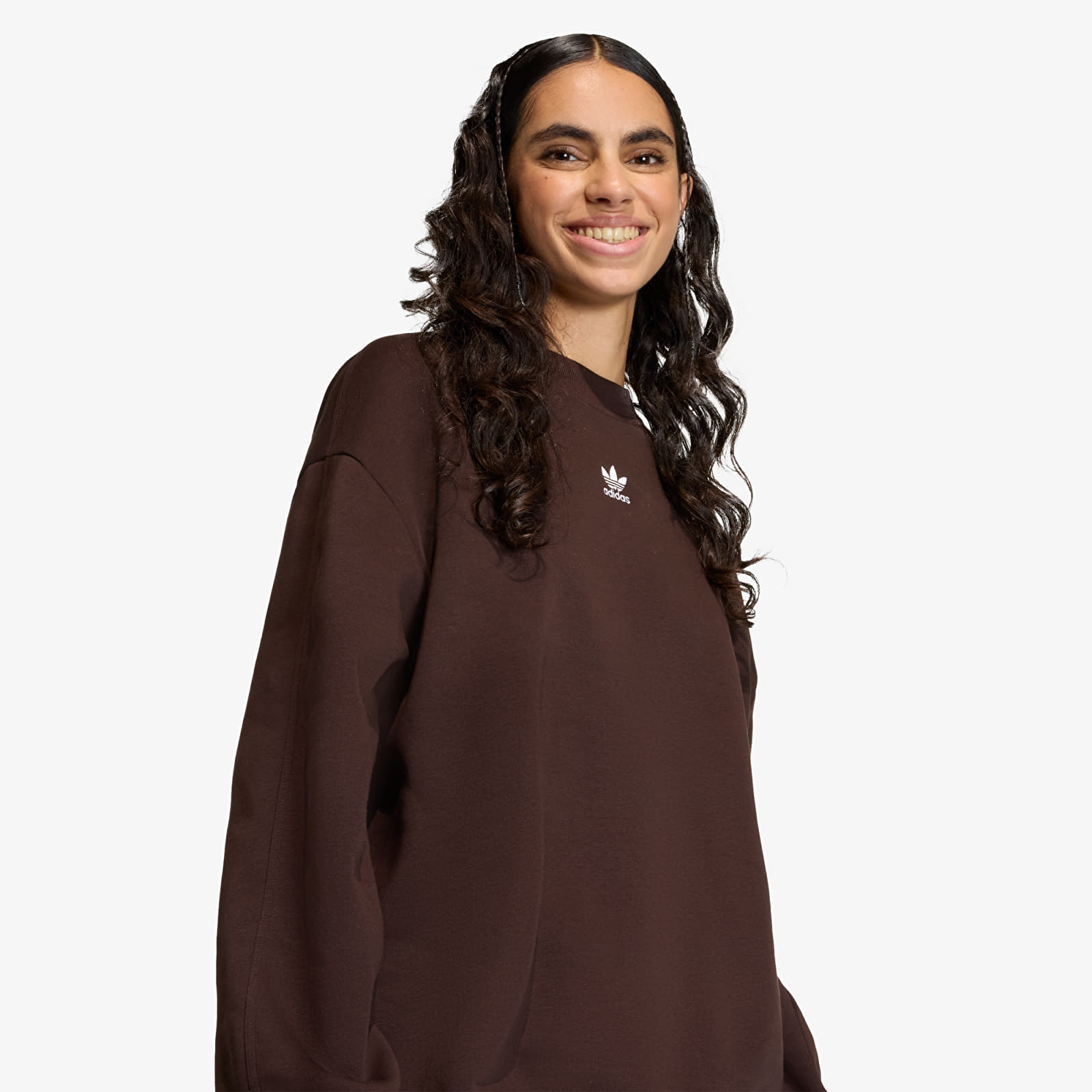 Hettegensere for kvinner adidas Essentials Crew Fleece Oversized Aurora Coffee