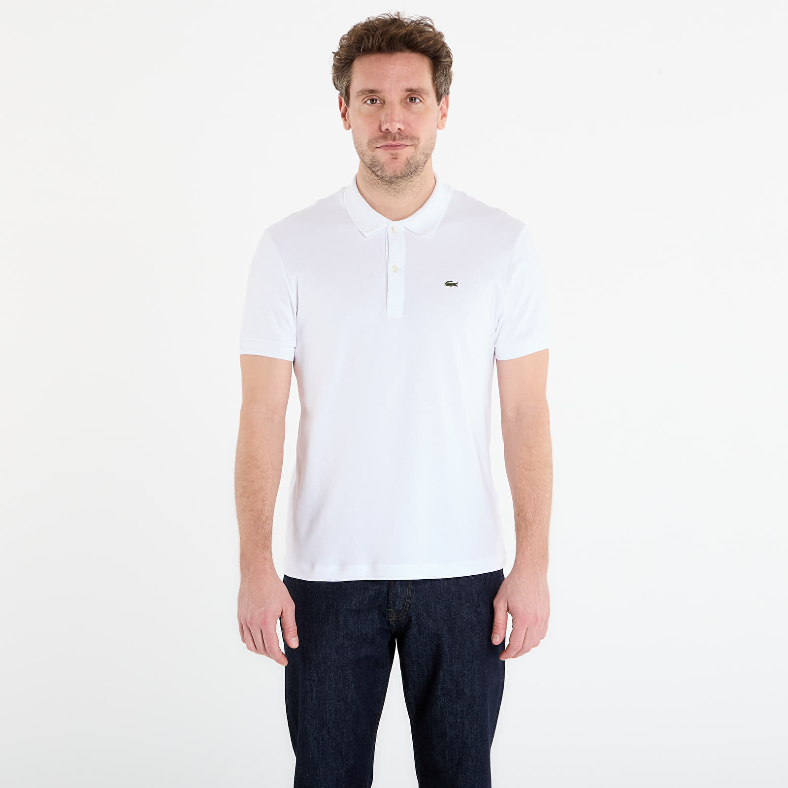 Men's T-shirts LACOSTE Short Sleeved Ribbed Collar Shirt White