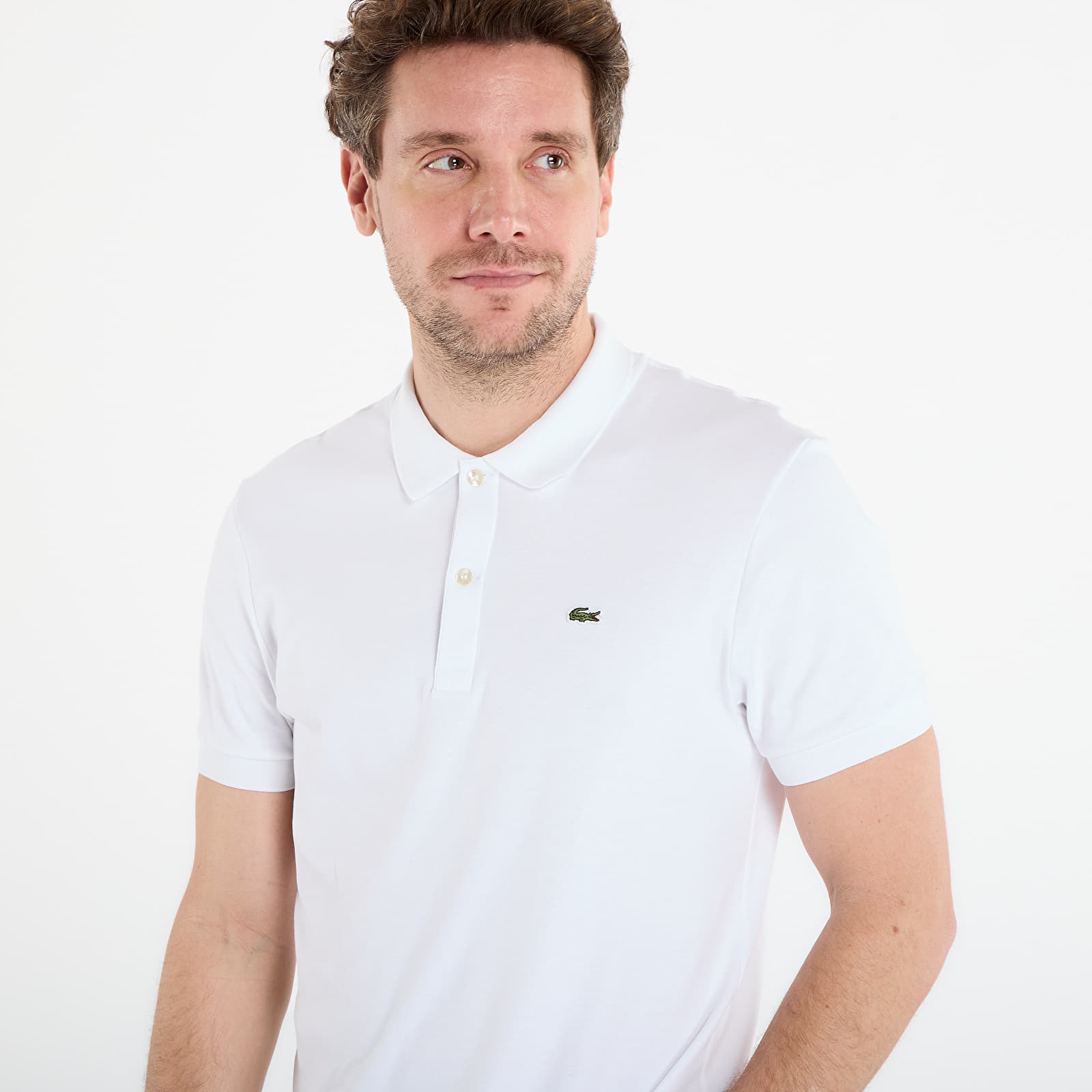 Men's T-shirts LACOSTE Short Sleeved Ribbed Collar Shirt White