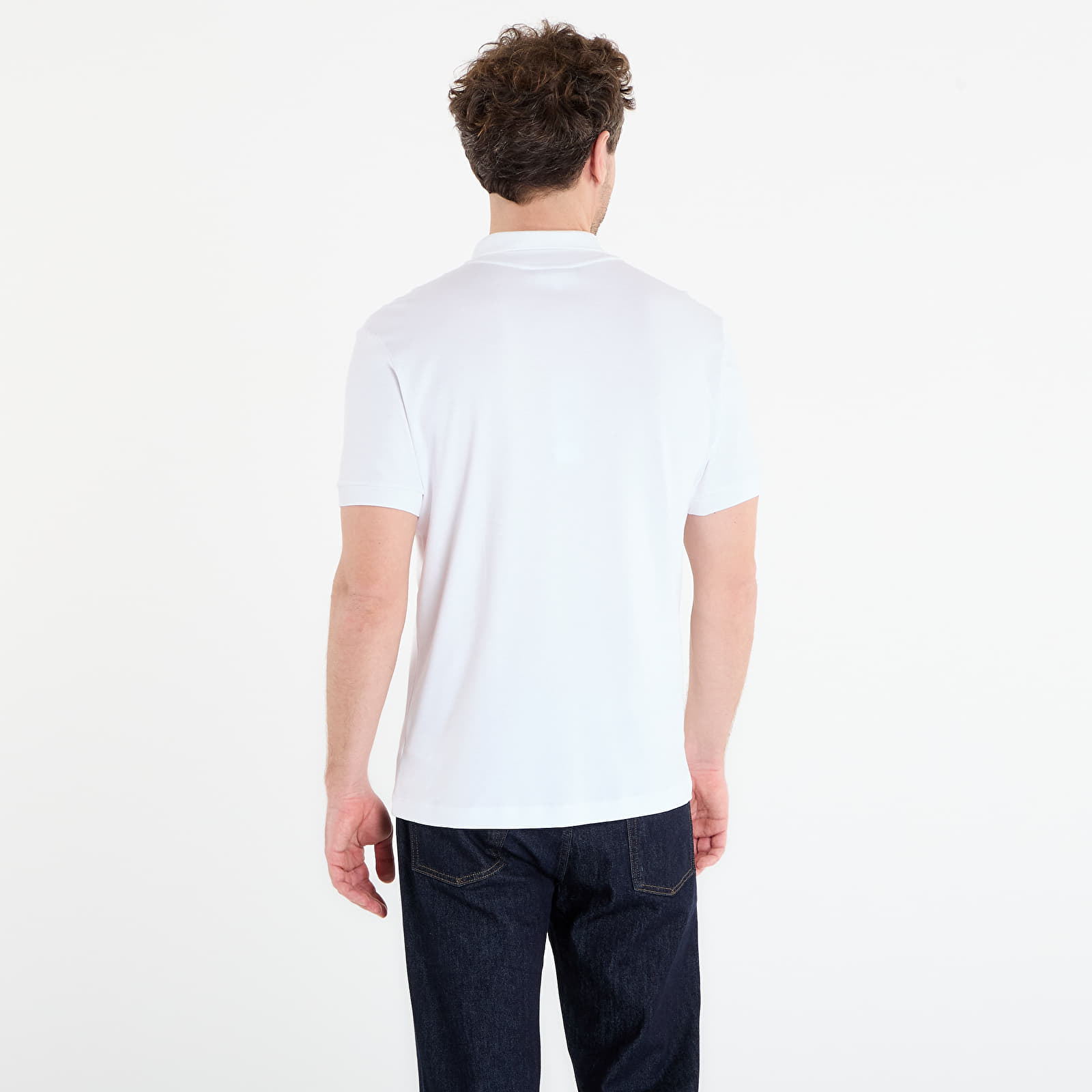 Men's T-shirts LACOSTE Short Sleeved Ribbed Collar Shirt White