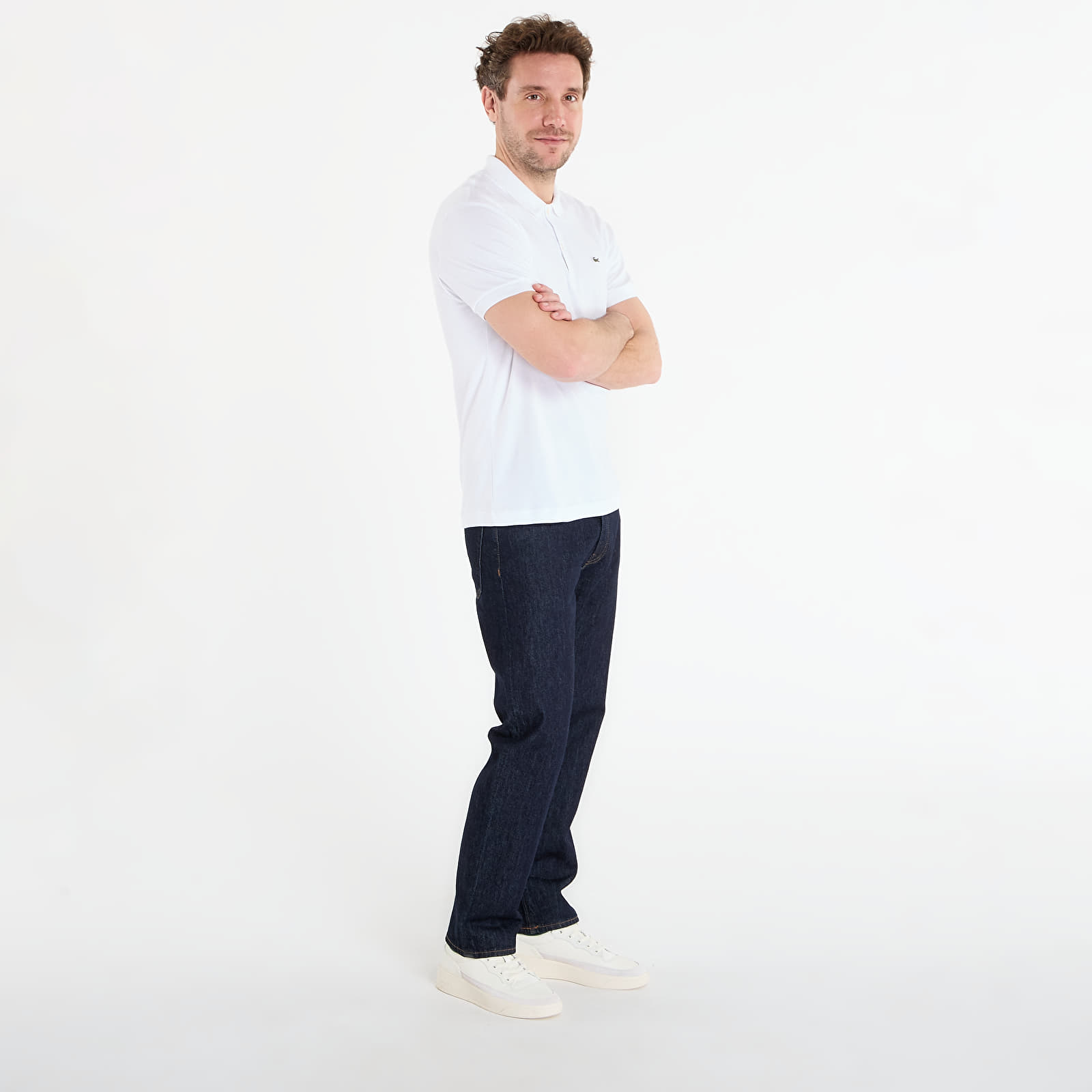 Men's T-shirts LACOSTE Short Sleeved Ribbed Collar Shirt White