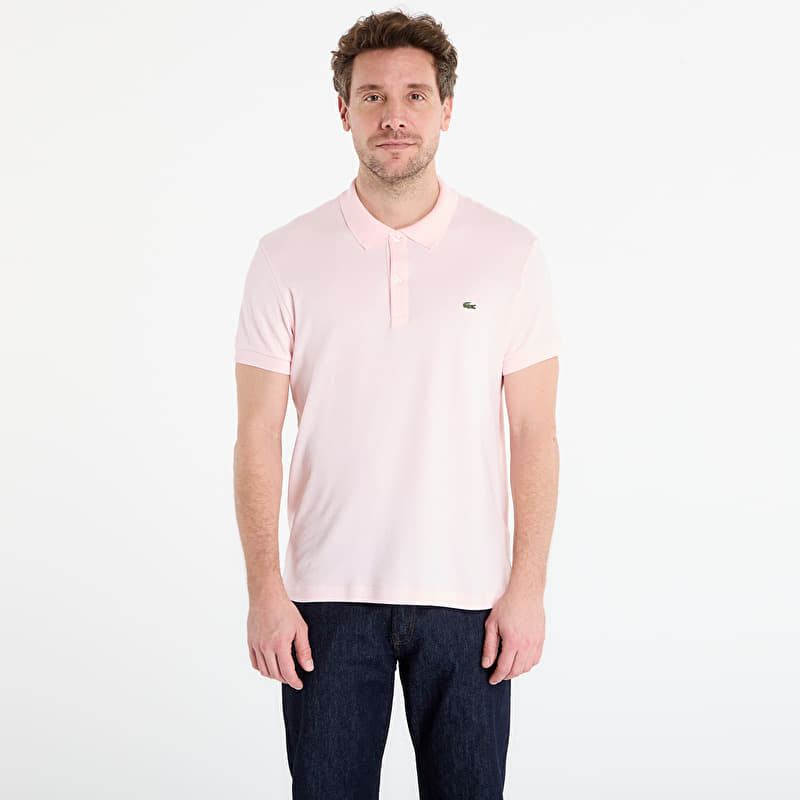 Tricou LACOSTE Short Sleeved Ribbed Collar Shirt Flamingo