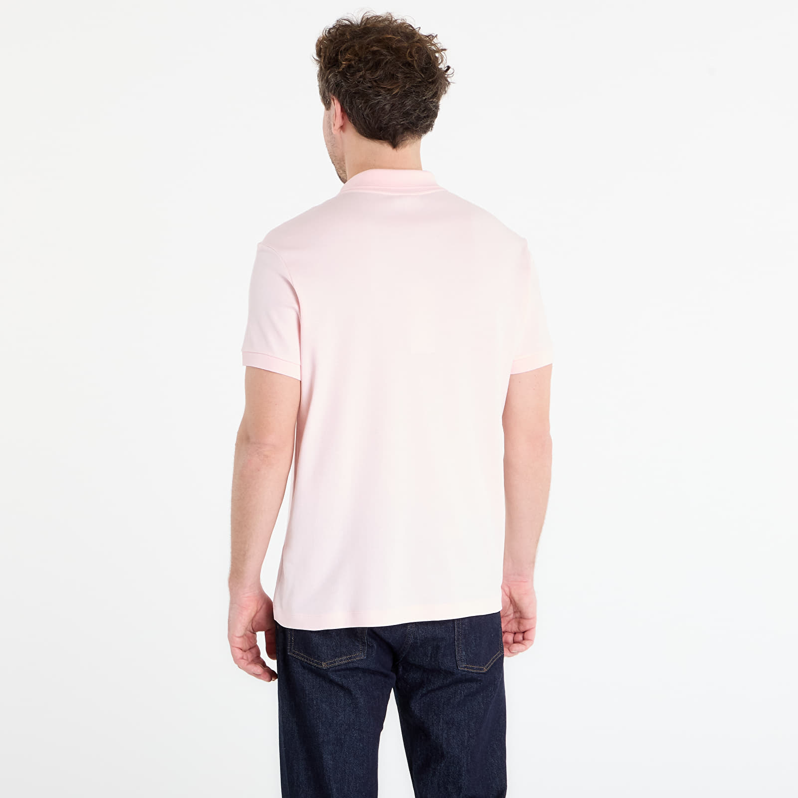 Moške majice LACOSTE Short Sleeved Ribbed Collar Shirt Flamingo