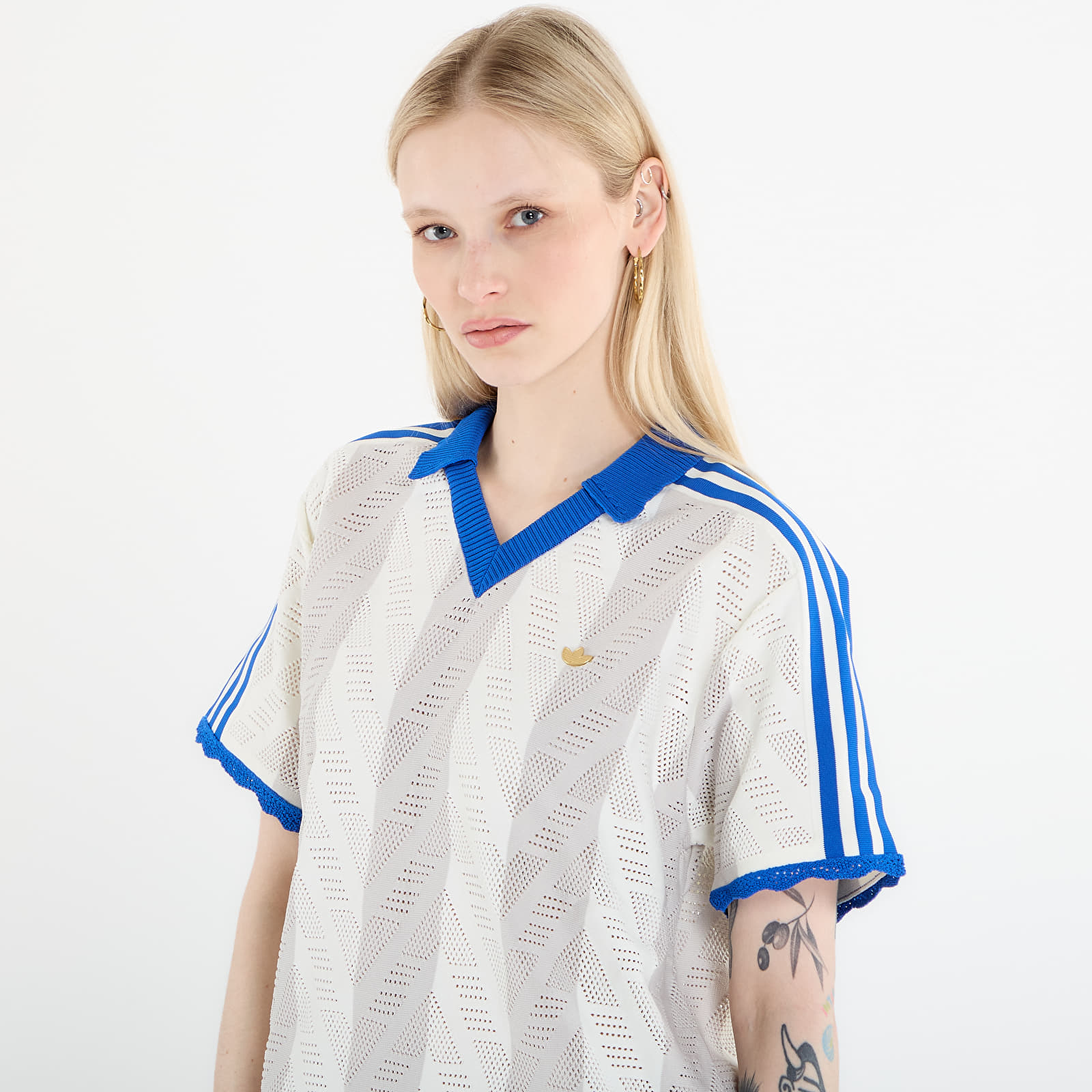 Damen T-Shirts  adidas Short-Sleeve Polo Tee Off White/ Chalk Pearl