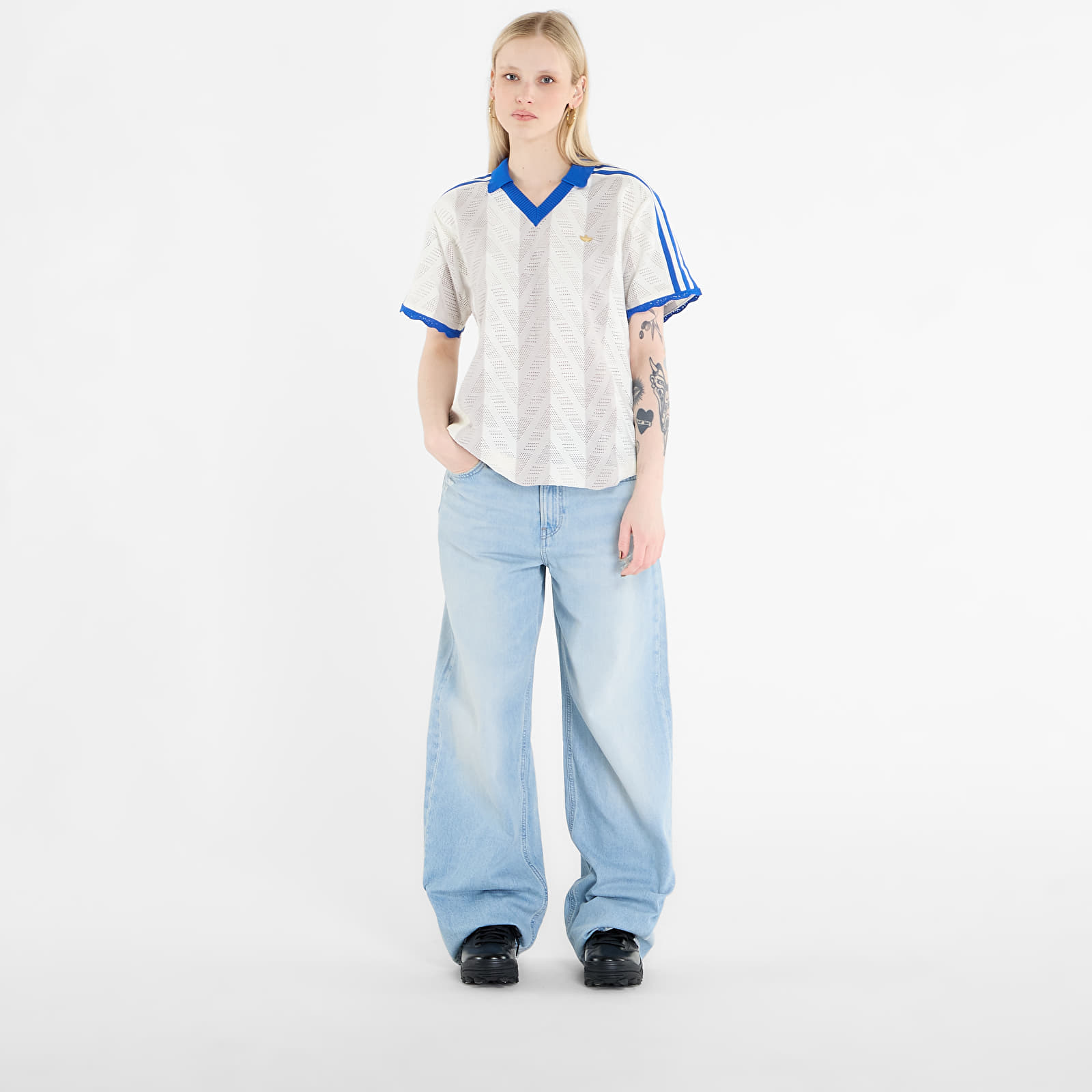 Damen T-Shirts  adidas Short-Sleeve Polo Tee Off White/ Chalk Pearl