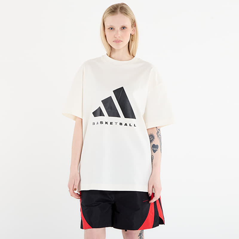 Tričko adidas Basketball T-Shirt (Gender Neutral) Off White/ Black