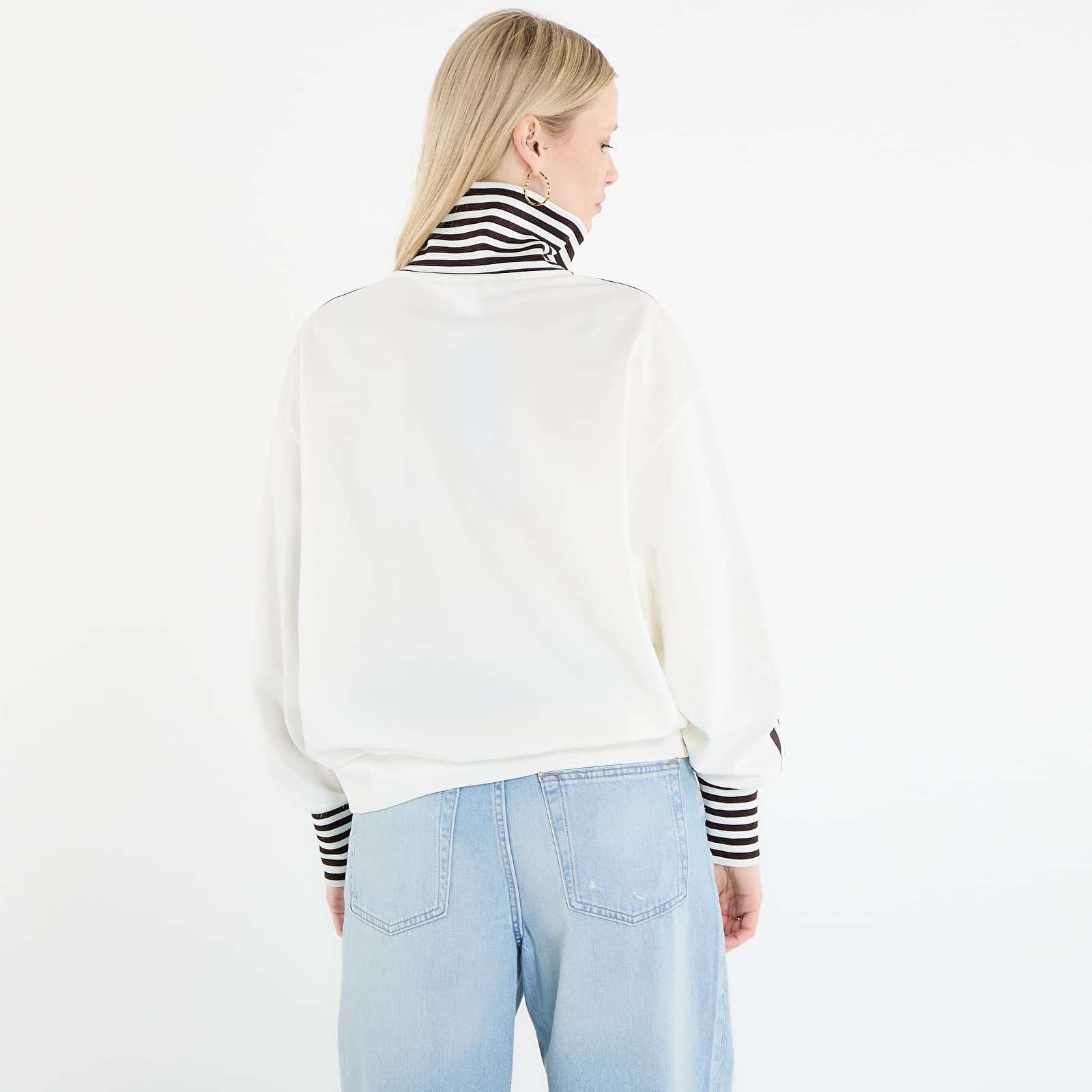 Casacos com capuz para mulher adidas Vintage Bb Track Top Striped Rib Off White
