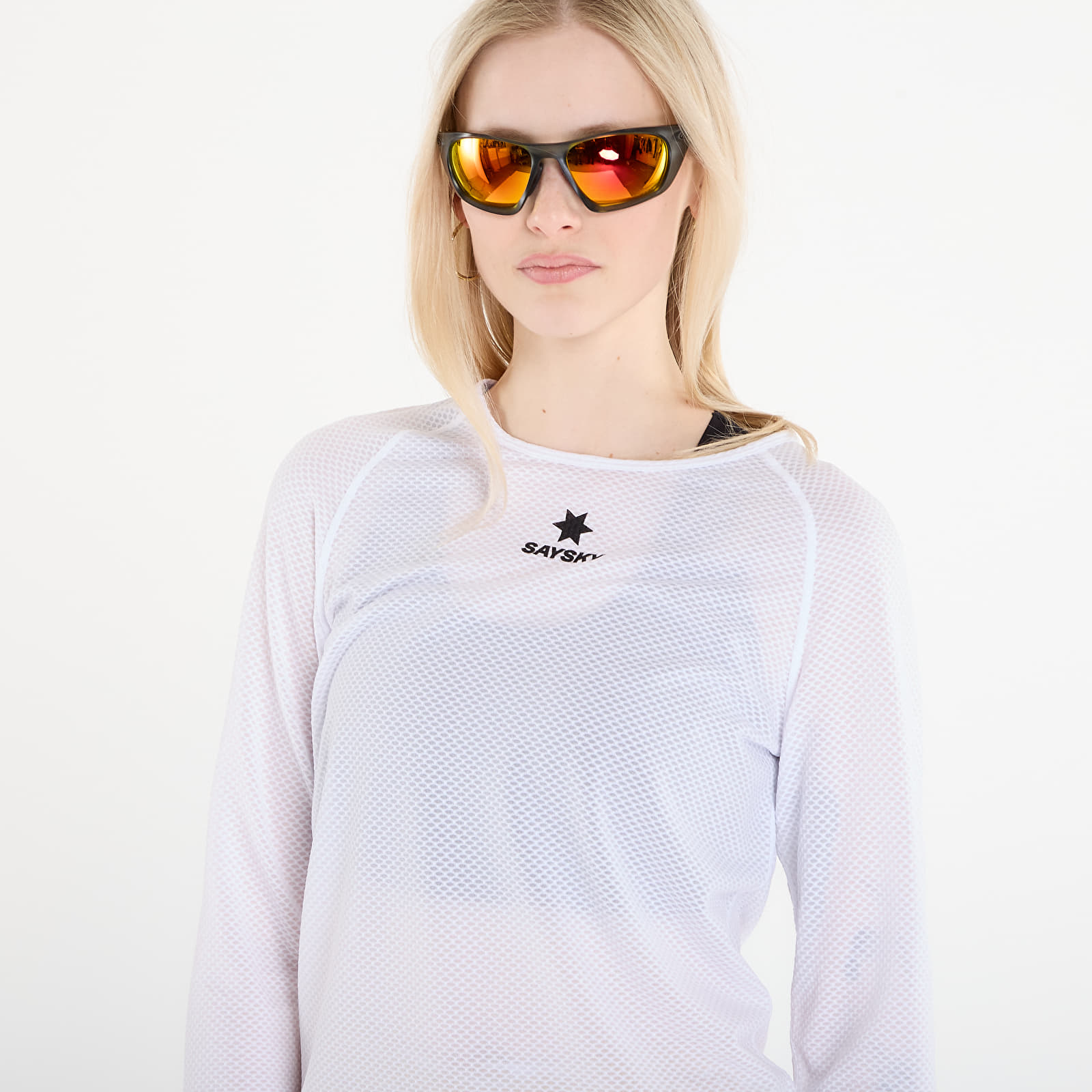 Γυναικεία μπλουζάκια SAYSKY Mesh Base Layer Long Sleeve White