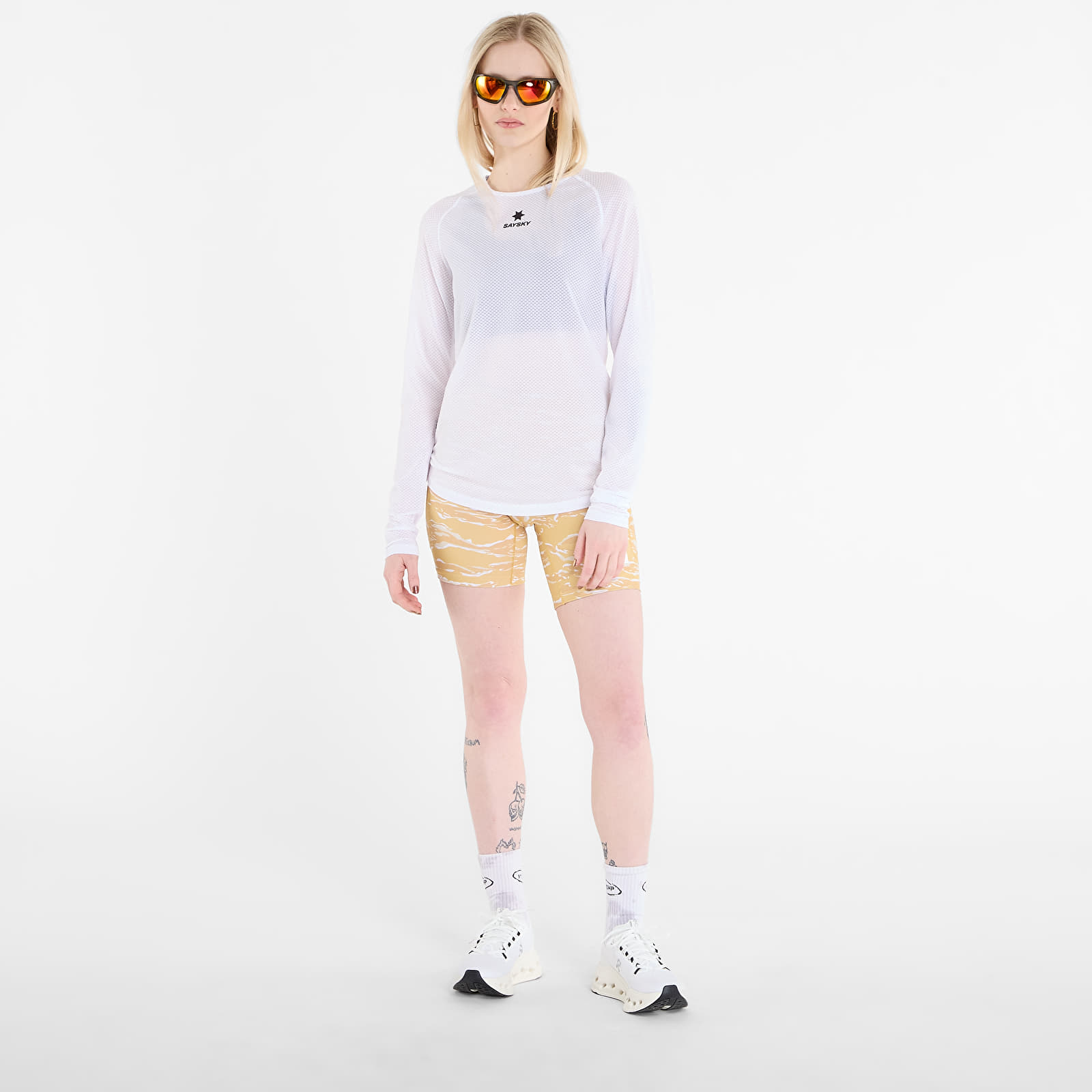 Γυναικεία μπλουζάκια SAYSKY Mesh Base Layer Long Sleeve White