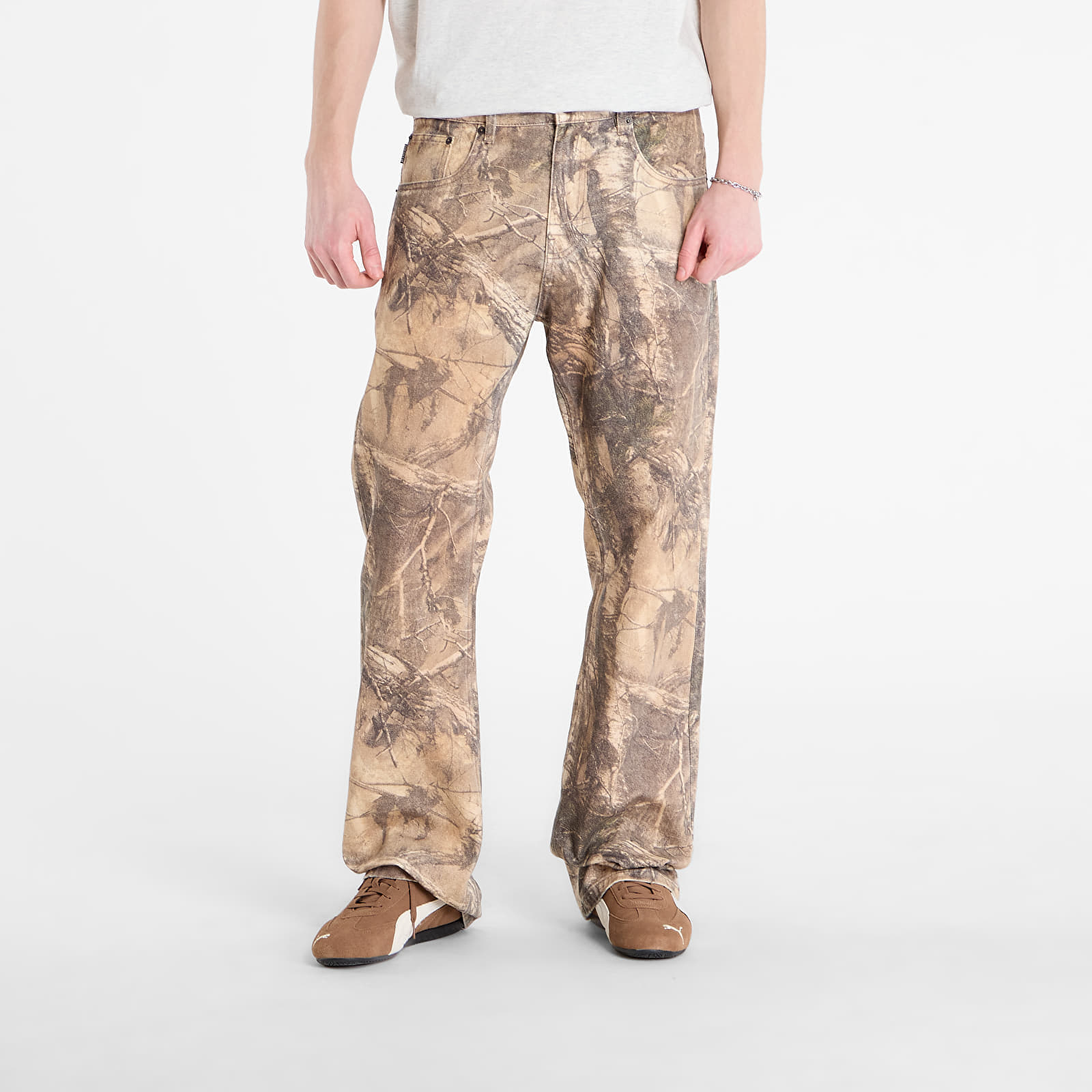 Blugi PLEASURES Hendrix Flare Jeans Brown Tree 28