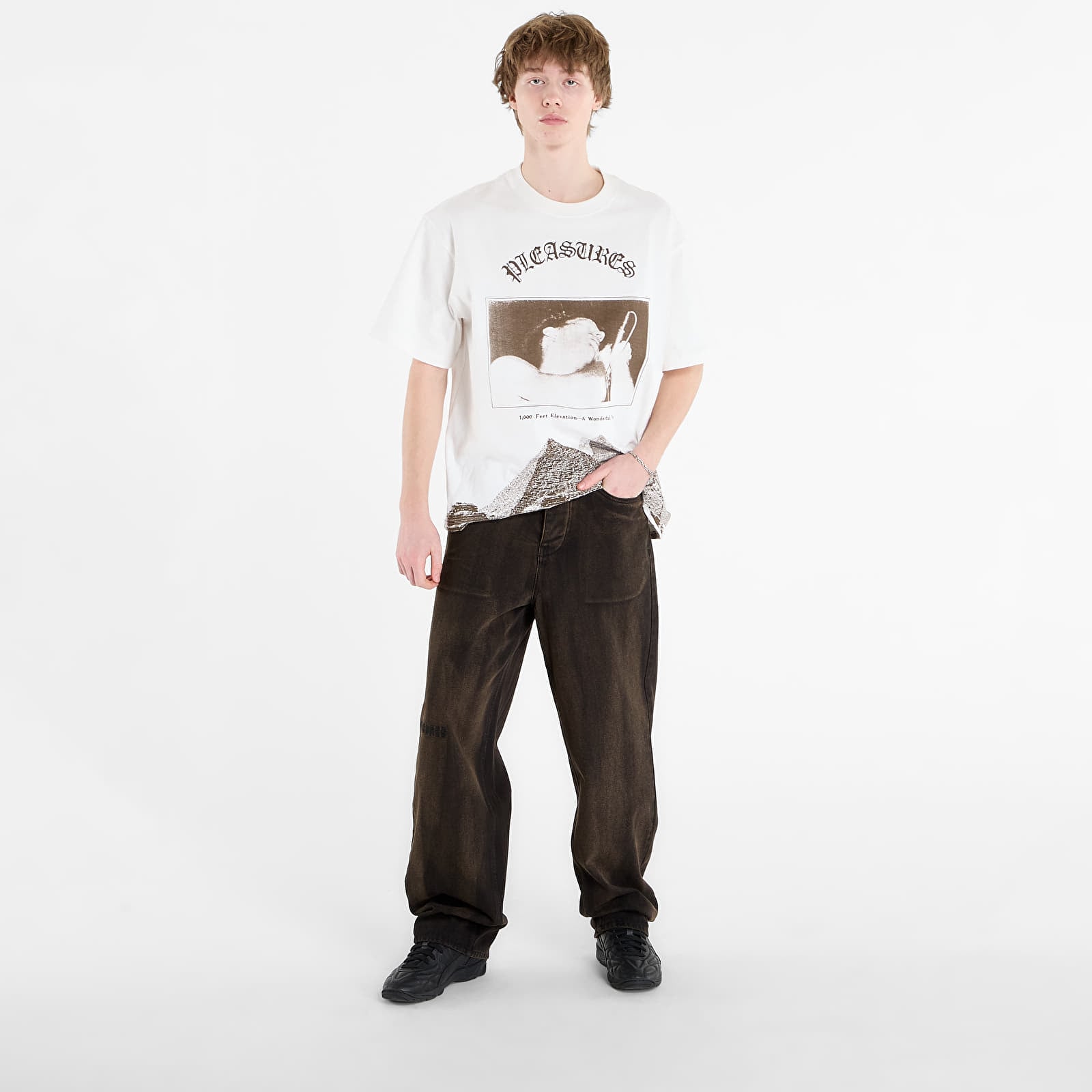 Jeans PLEASURES Oil Baggy Jeans Dark Brown