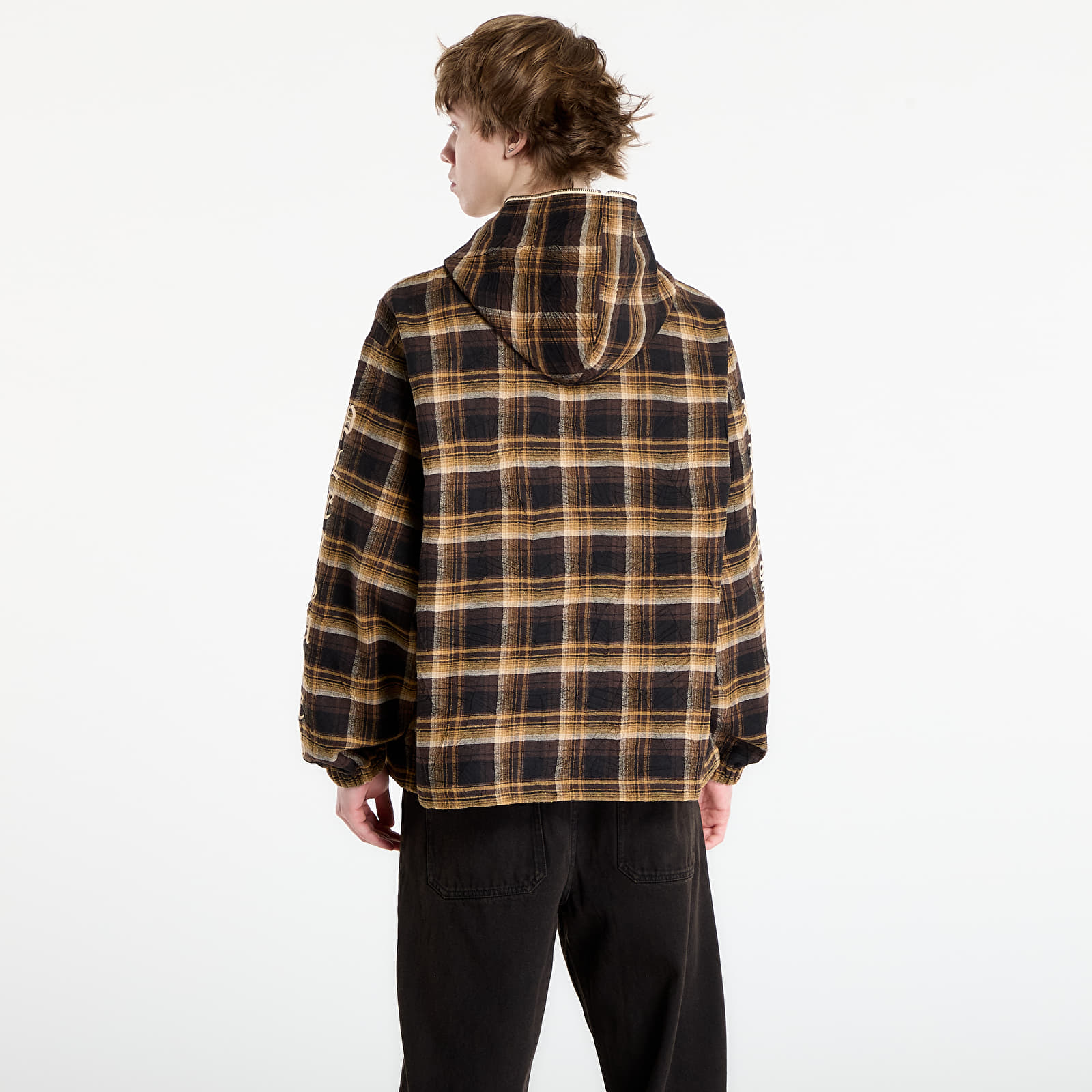 Hoodies och sweatshirts PLEASURES Groove Zip Poncho Hoodie Brown Plaid