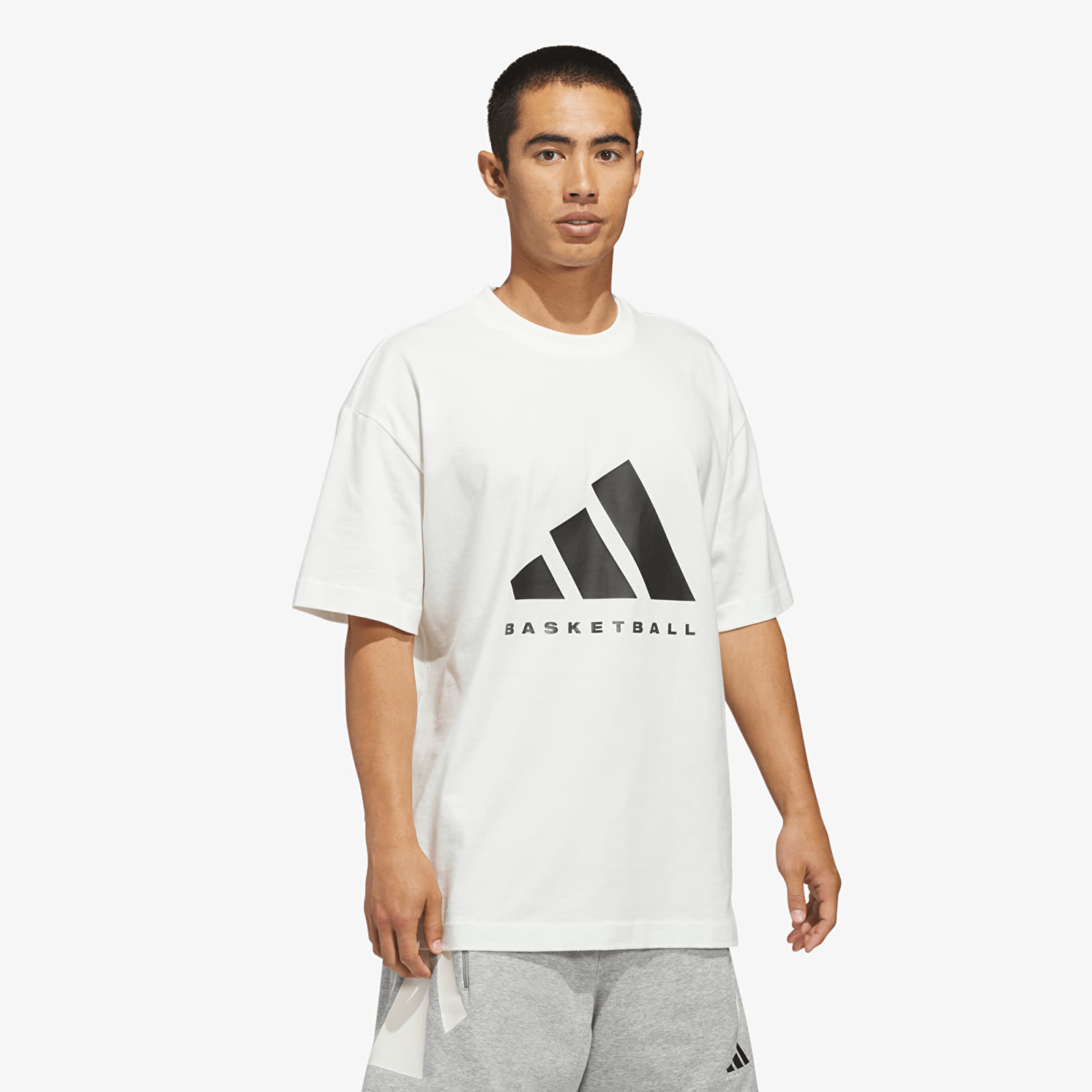Тениска adidas Adidas Ss Tee Off White/ Black XL