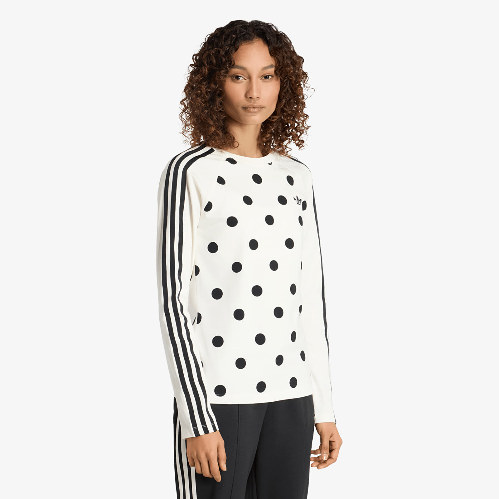 Тениска adidas Polka Dots Slim Long Sleeve Long-Sleeve Top Off White M