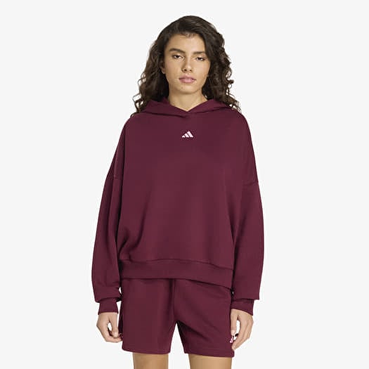Sweatshirt adidas W 3 Stripes Fleece Studio Hoodie Maroon