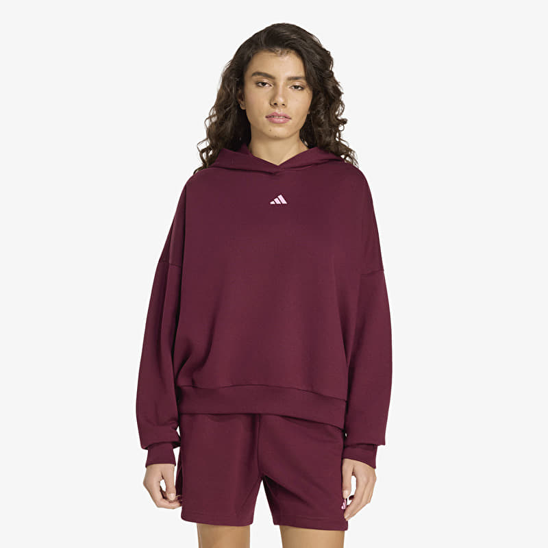 Mikina adidas 3 Stripes Studio Hoodie Maroon