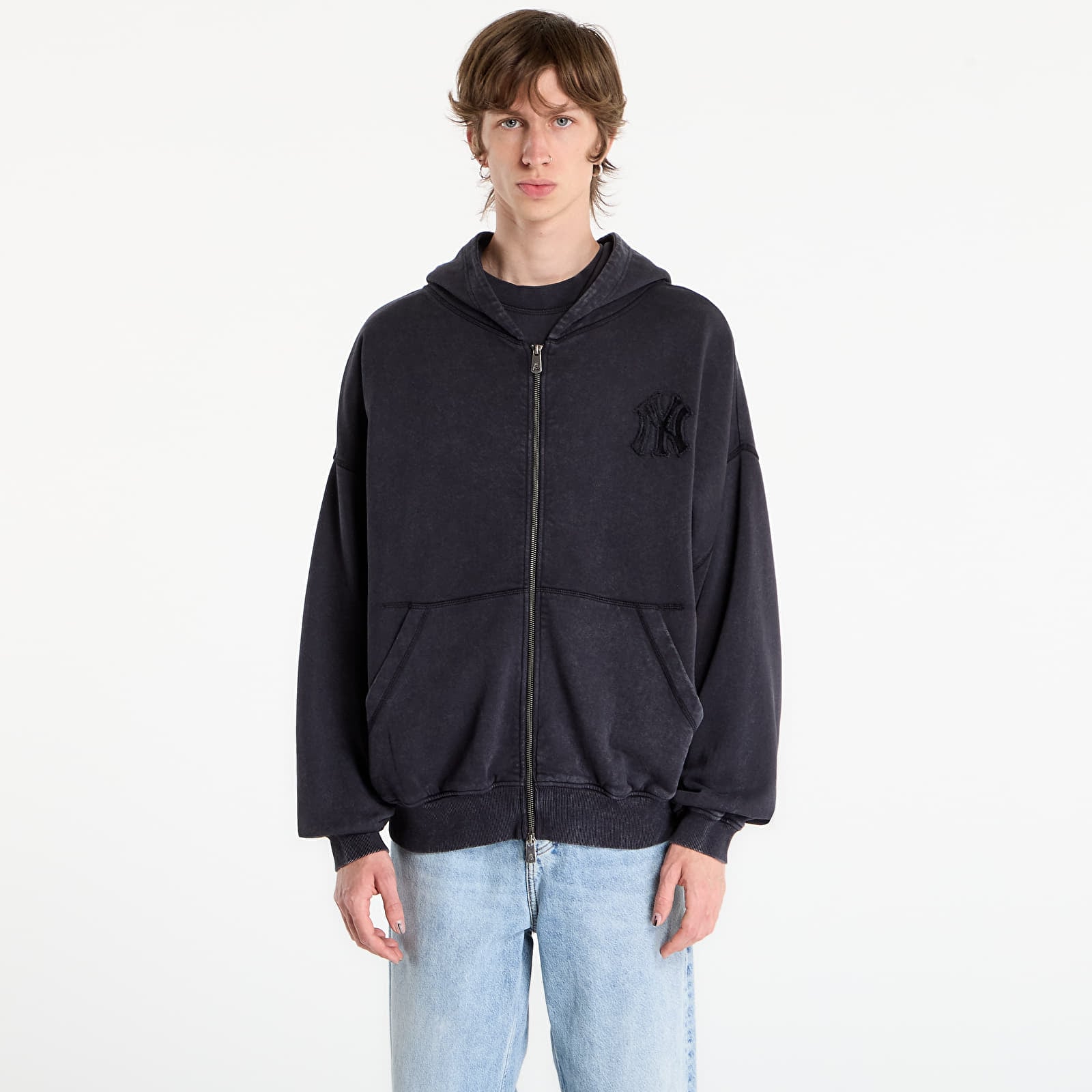 Mikiny New Era MLB Washed Fz Hoodie New York Yankees UNISEX Black