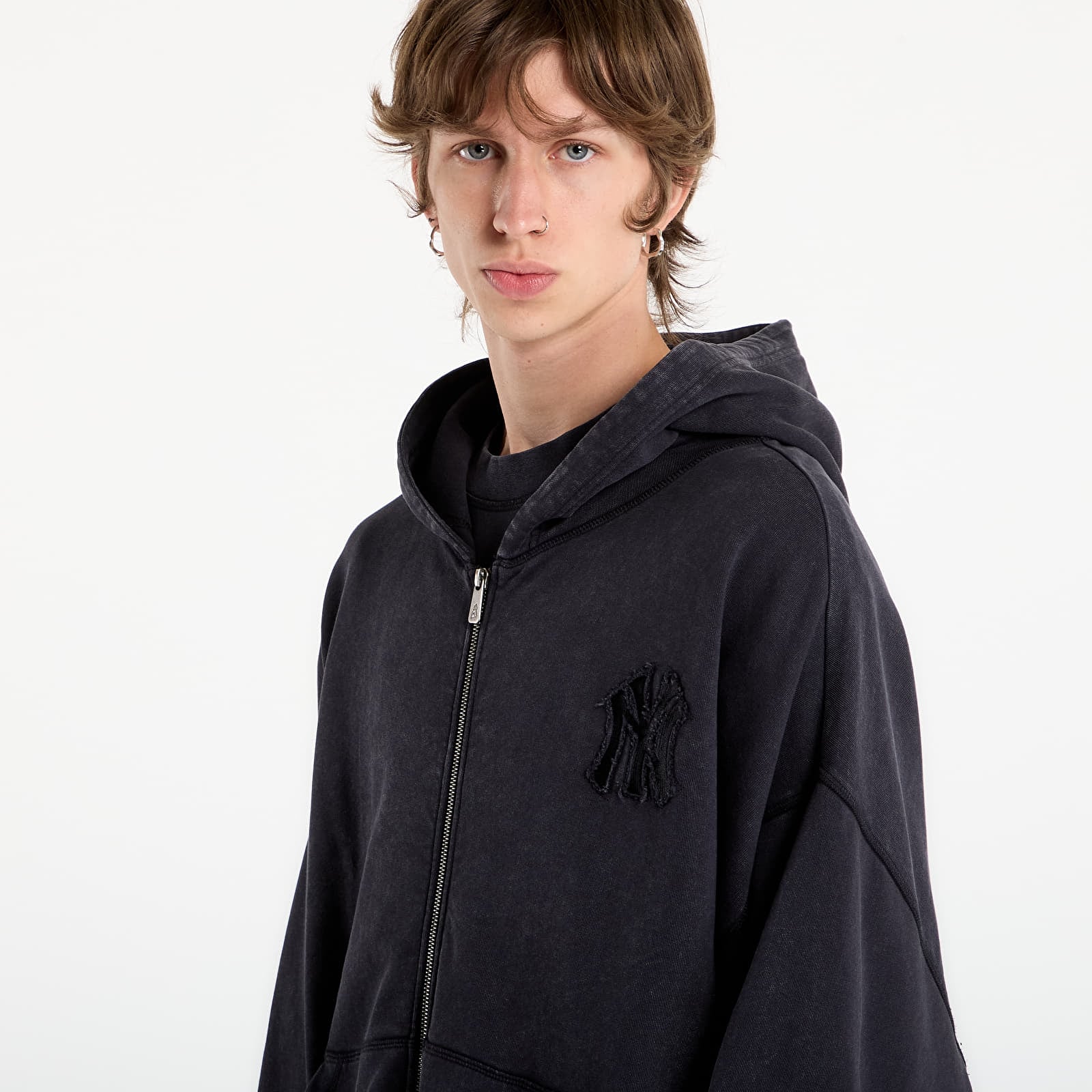 Mikiny New Era MLB Washed Fz Hoodie New York Yankees UNISEX Black