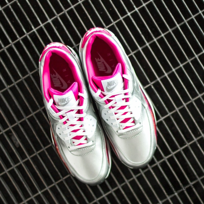 Zapatillas mujer Nike WMNS Air Max 90 PRM QS Metallic Silver/ White-Pink Pow-Fireberry